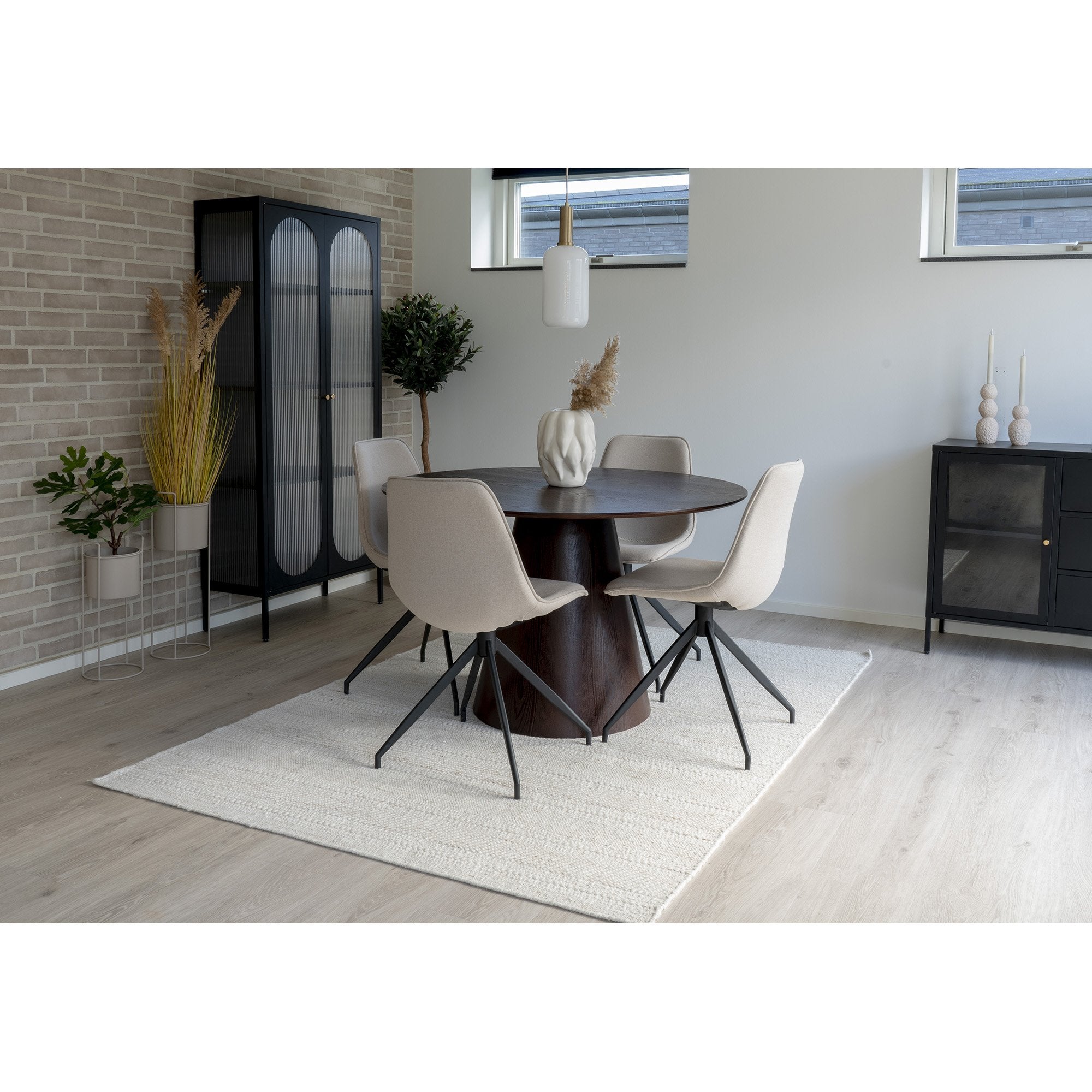 Monaco Dining chair - Dining Chair with Swivel, sand with black legs, HN1230 - House Nordic - Dining Chair- Workliving