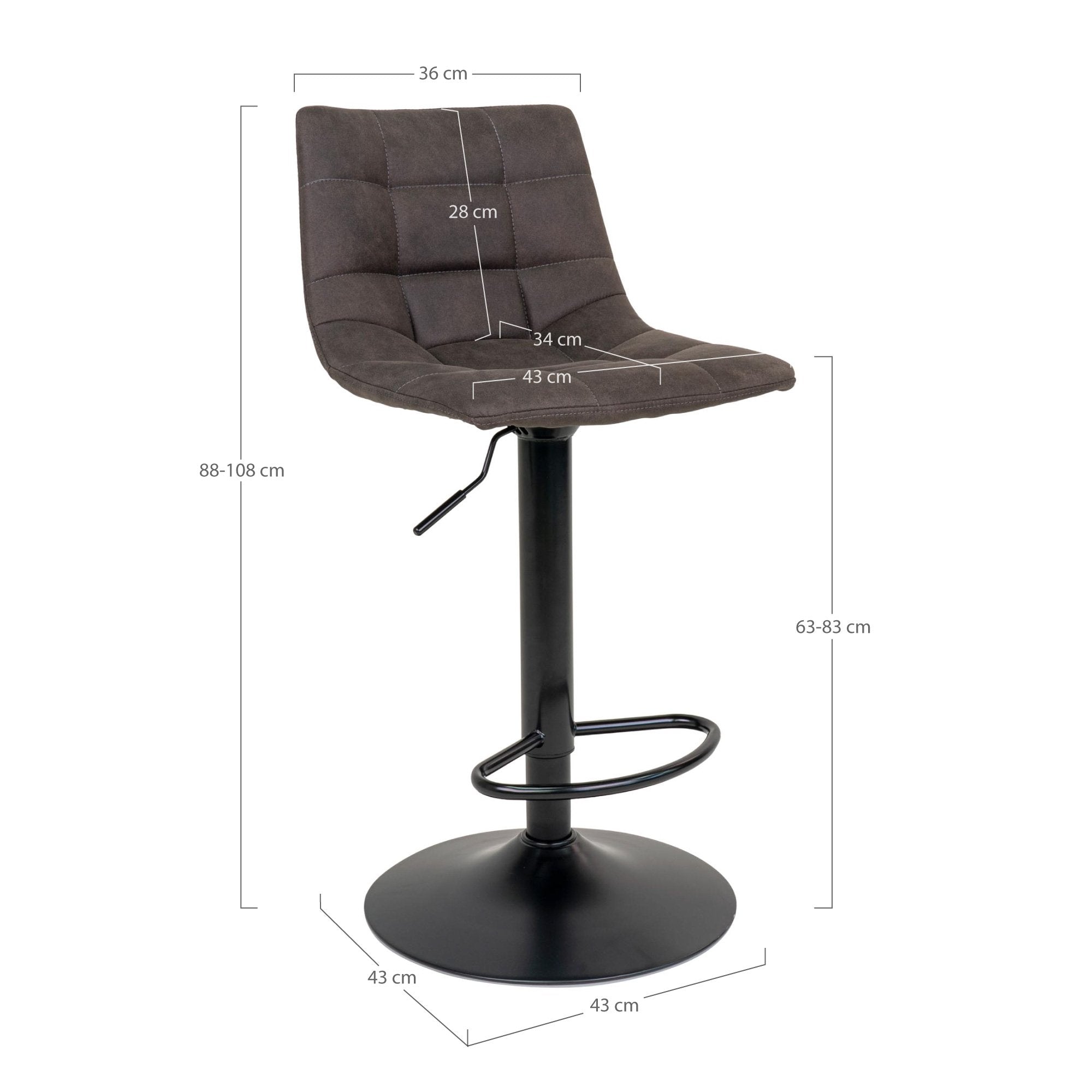 Middelfart Bar Chair - Bar chair in microfiber, dark grey with black legs - House Nordic - Bar Chair- Workliving
