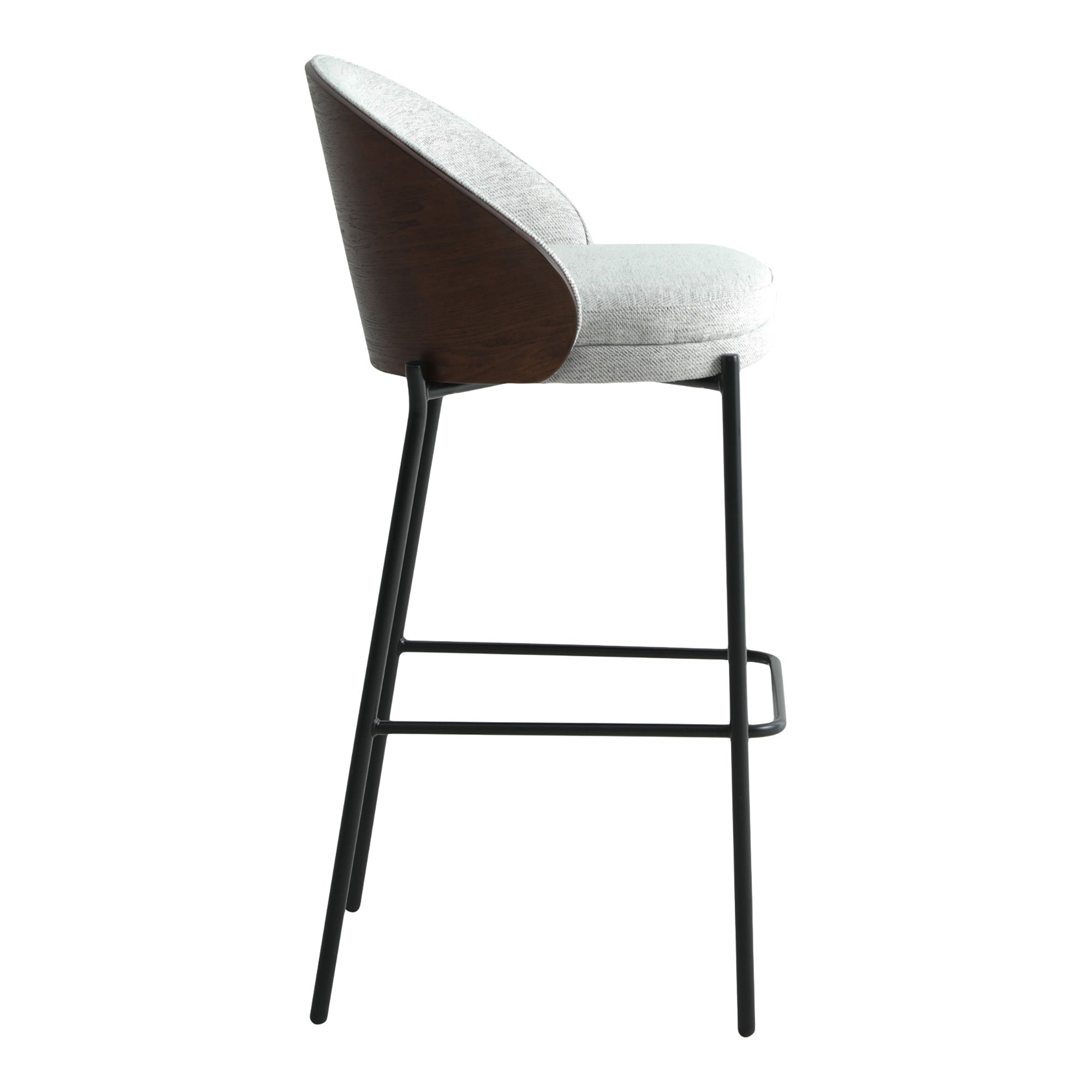 House Nordic Canelas - Barkruk - Lichtgrijs - Donkerbruine rug - Zwart frame - Set van 2 - House Nordic - Barkrukken- Workliving