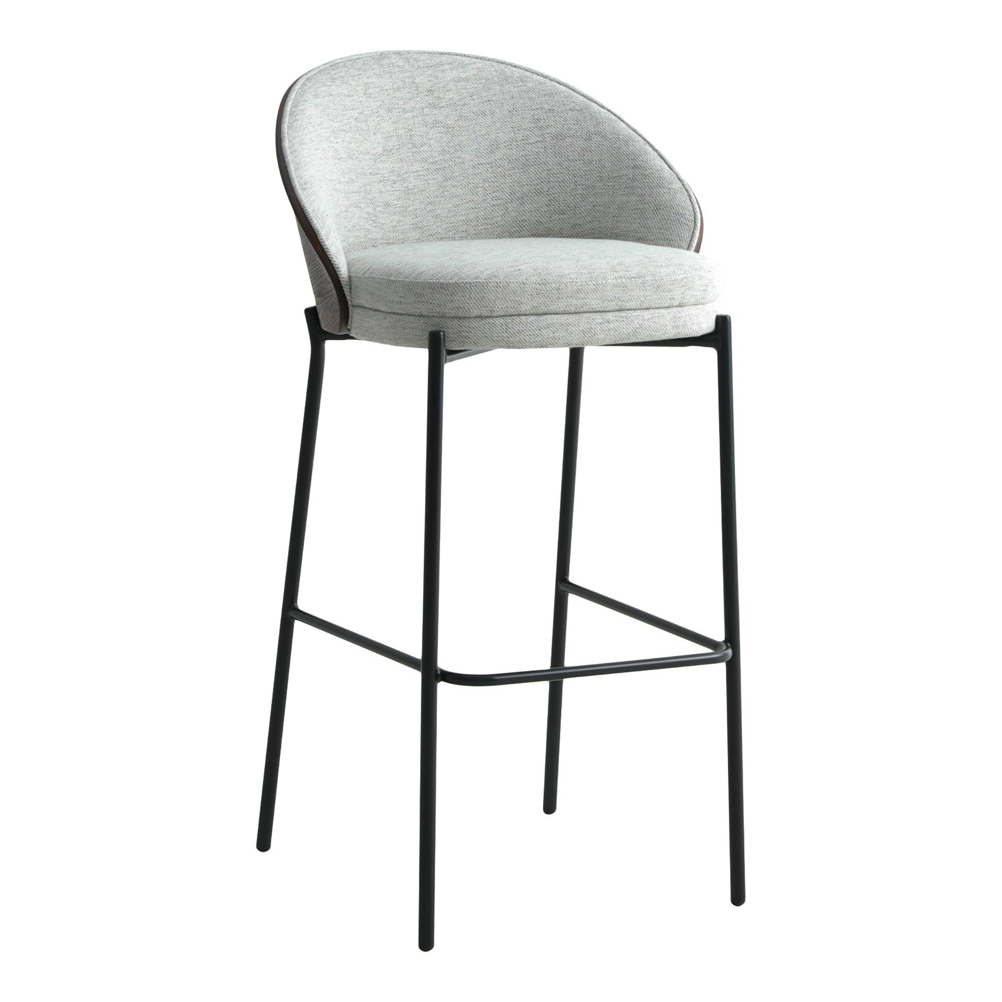 House Nordic Canelas - Barkruk - Lichtgrijs - Donkerbruine rug - Zwart frame - Set van 2 - House Nordic - Barkrukken- Workliving