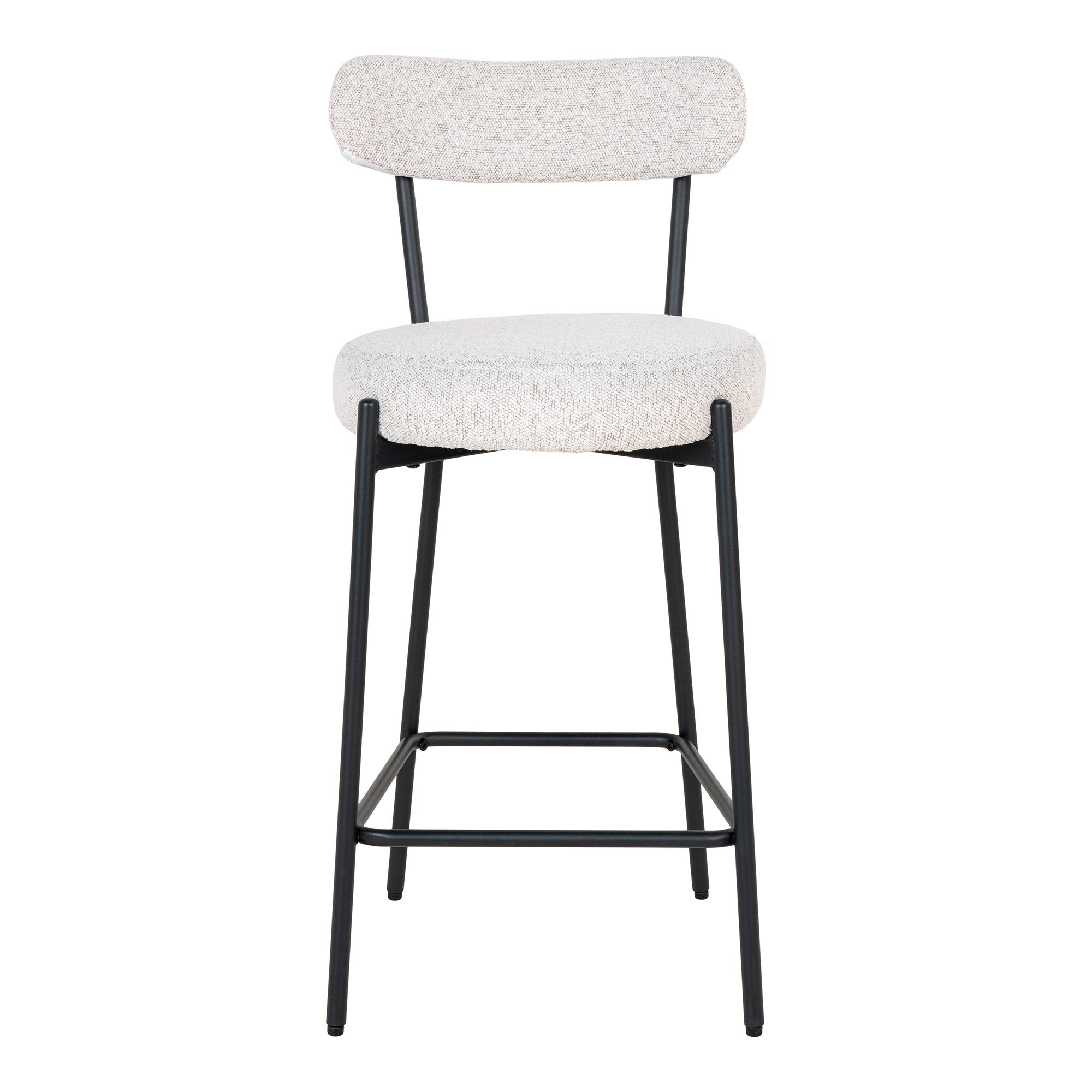 House Nordic Badalona - Barkruk - Wit bouclé - Zwart frame - House Nordic - Barkrukken- Workliving