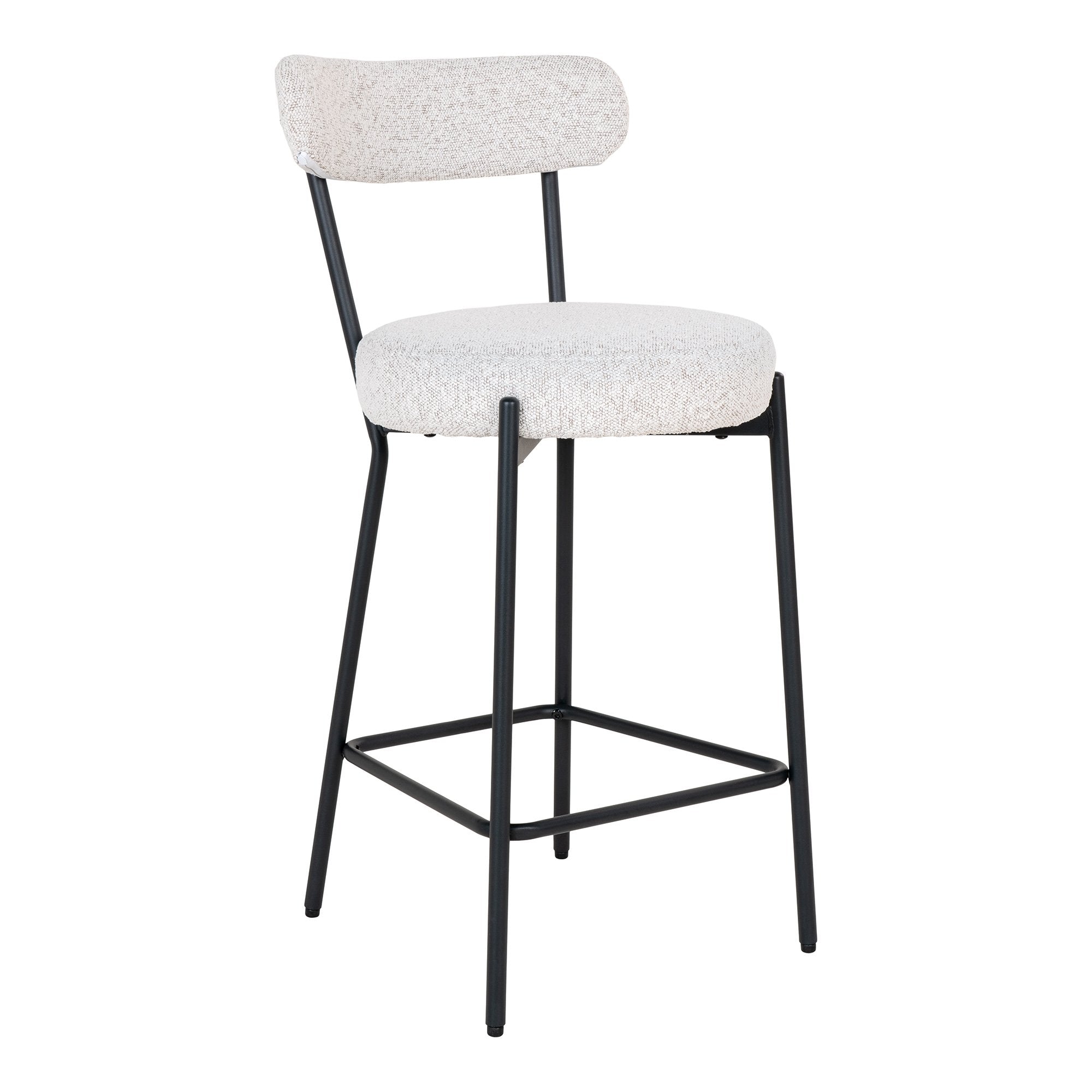 House Nordic Badalona - Barkruk - Wit bouclé - Zwart frame - House Nordic - Barkrukken- Workliving