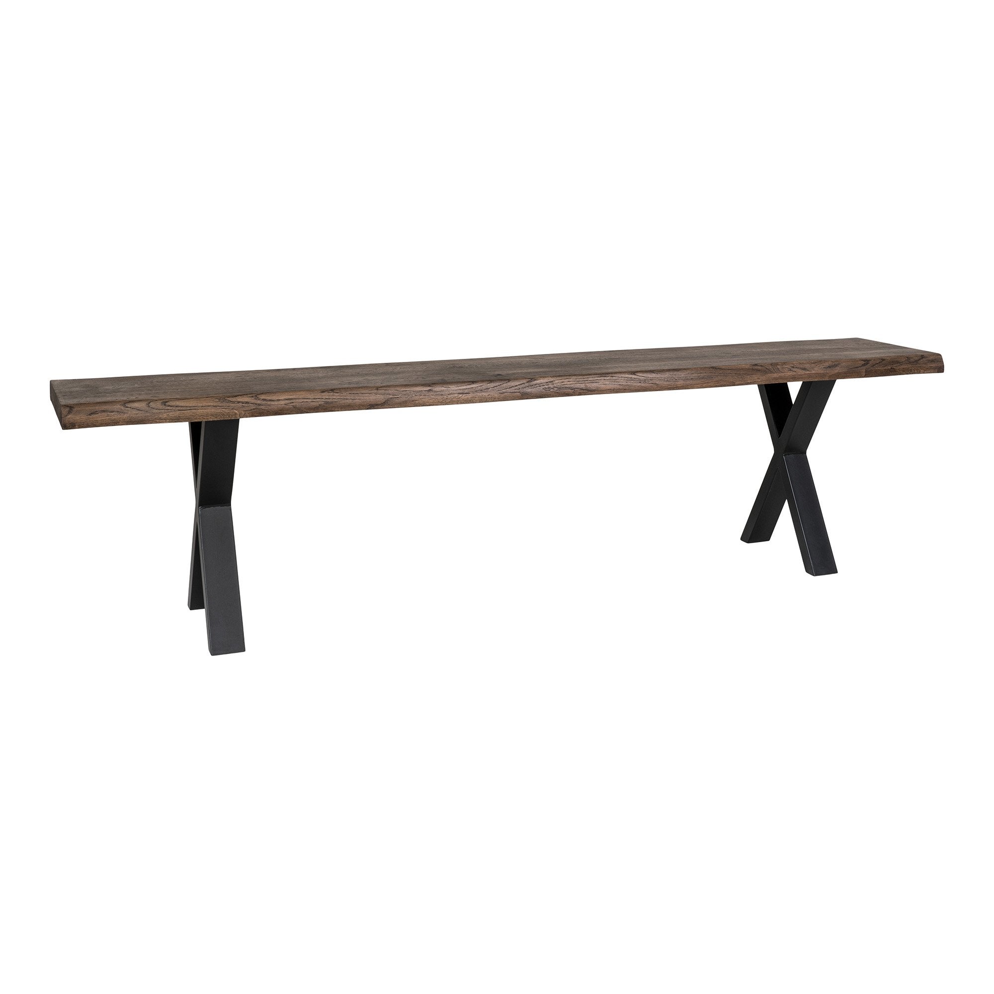 Toulon Bench - Bench in oak with wavy edge, smoked oil with black legs, 180x32x46 cm - House Nordic - Bench- Workliving