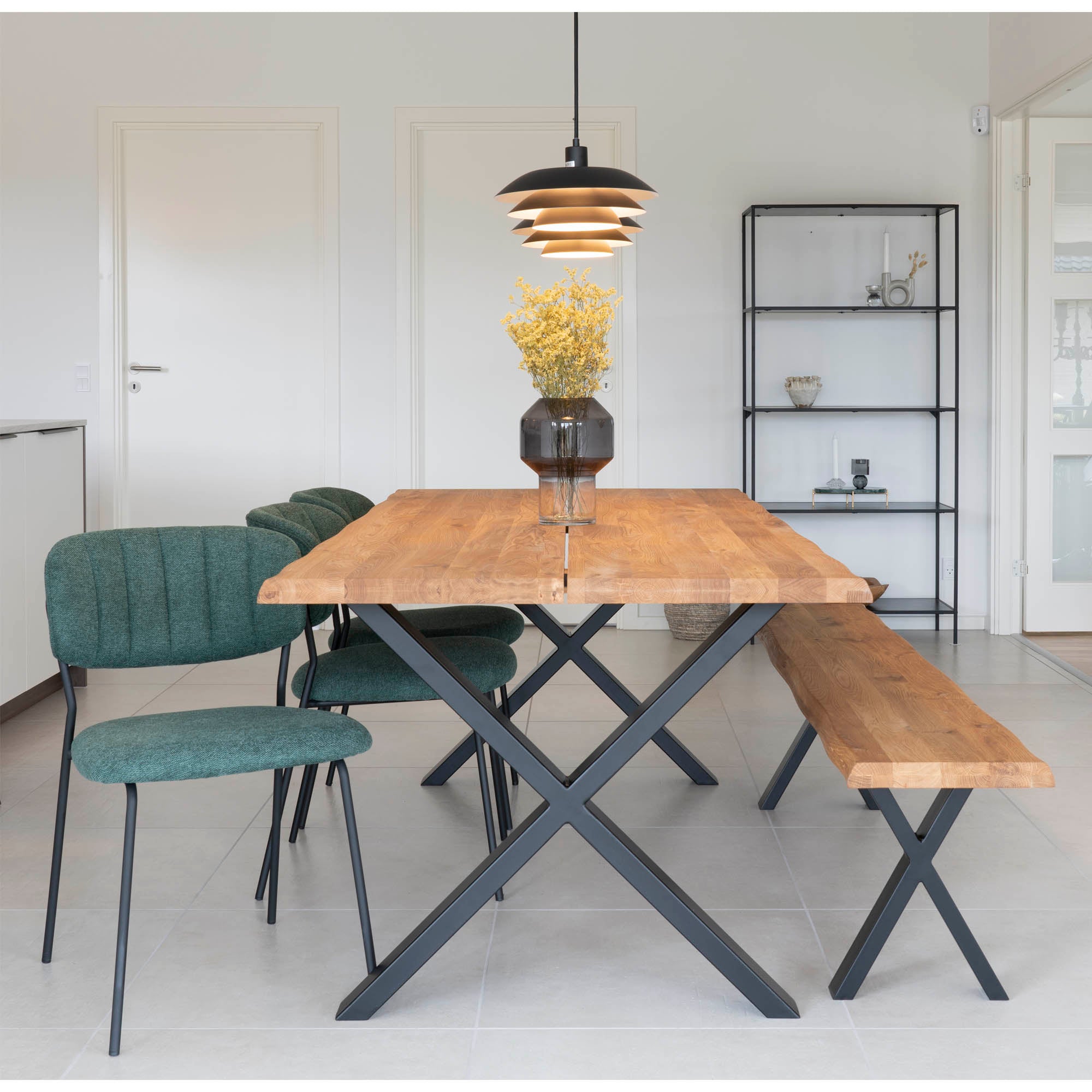 House Nordic Toulon - Bankje - Geolied Eikenhout - Stalen Kruispoten - 180x32x46 cm - House Nordic - Bank- Workliving
