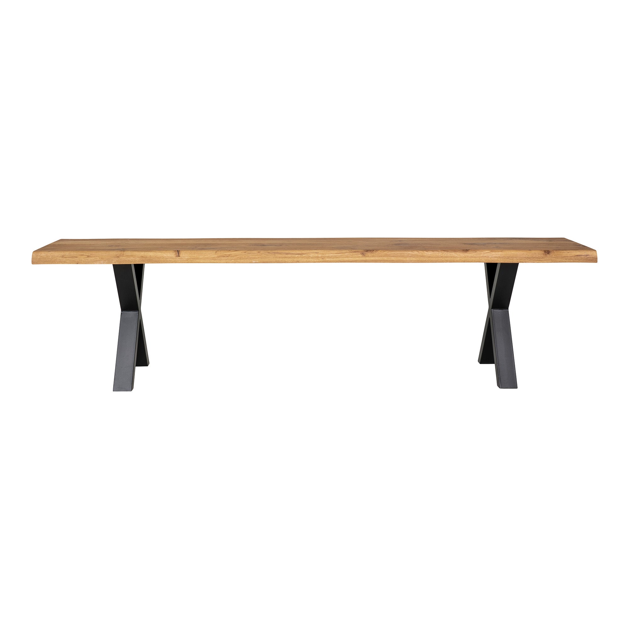 House Nordic Toulon - Bankje - Geolied Eikenhout - Stalen Kruispoten - 180x32x46 cm - House Nordic - Bank- Workliving