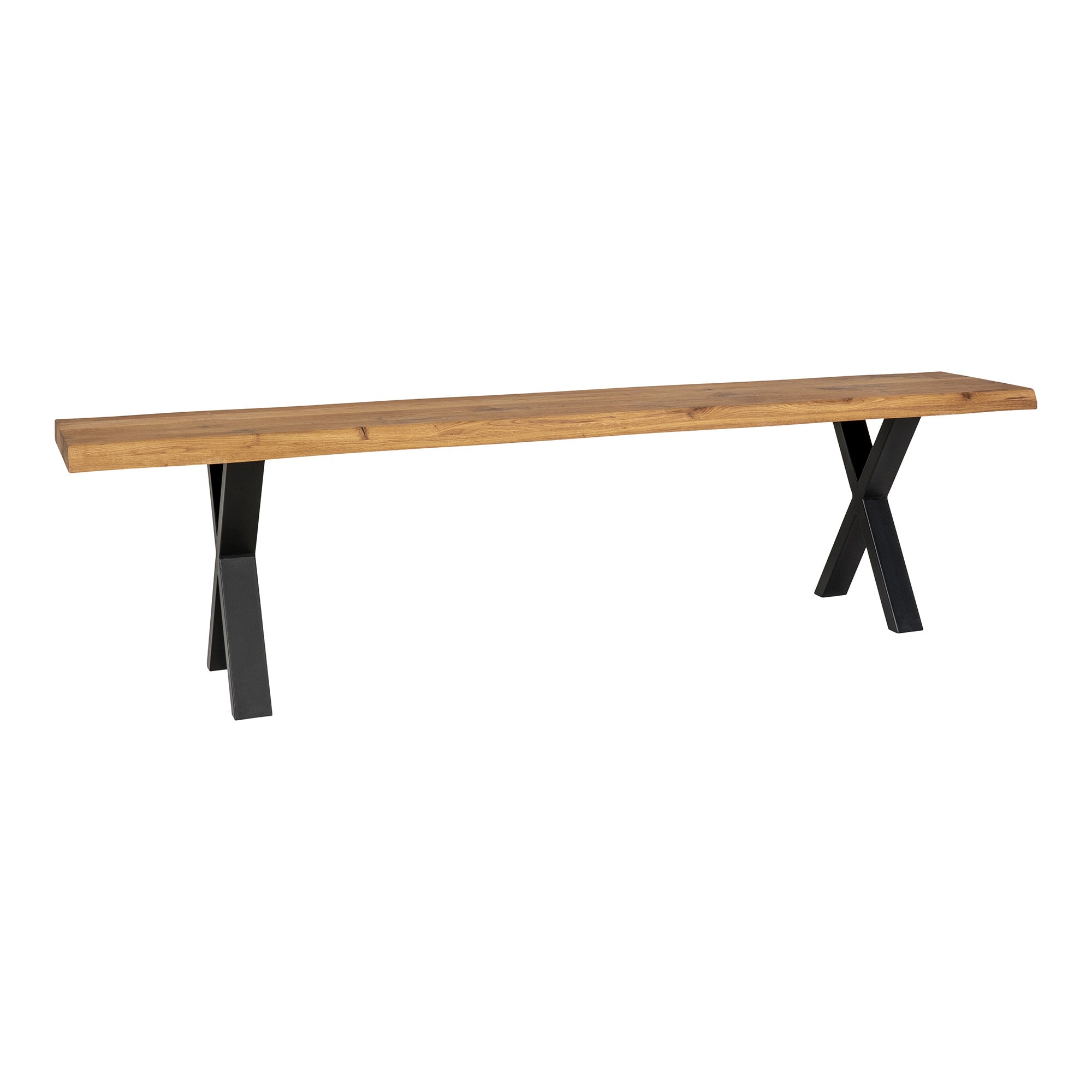 House Nordic Toulon - Bankje - Geolied Eikenhout - Stalen Kruispoten - 180x32x46 cm - House Nordic - Bank- Workliving