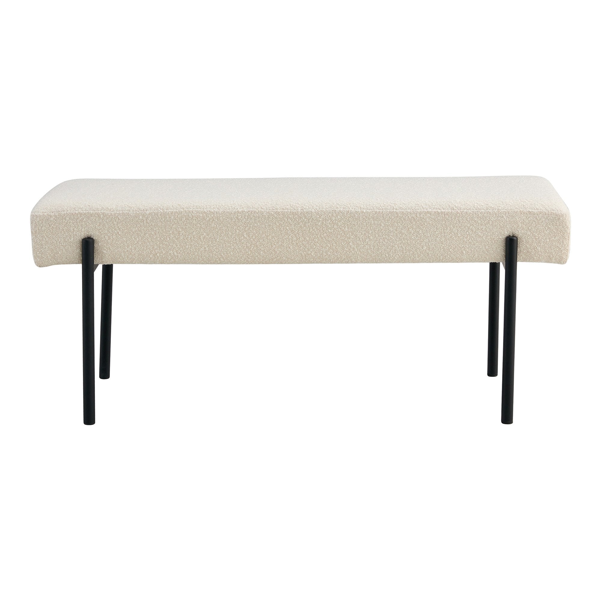 Swindon Bench - Bench in bouclé, white with black legs, 100x36x42,5 cm, HN1232 - House Nordic - Bench- Workliving