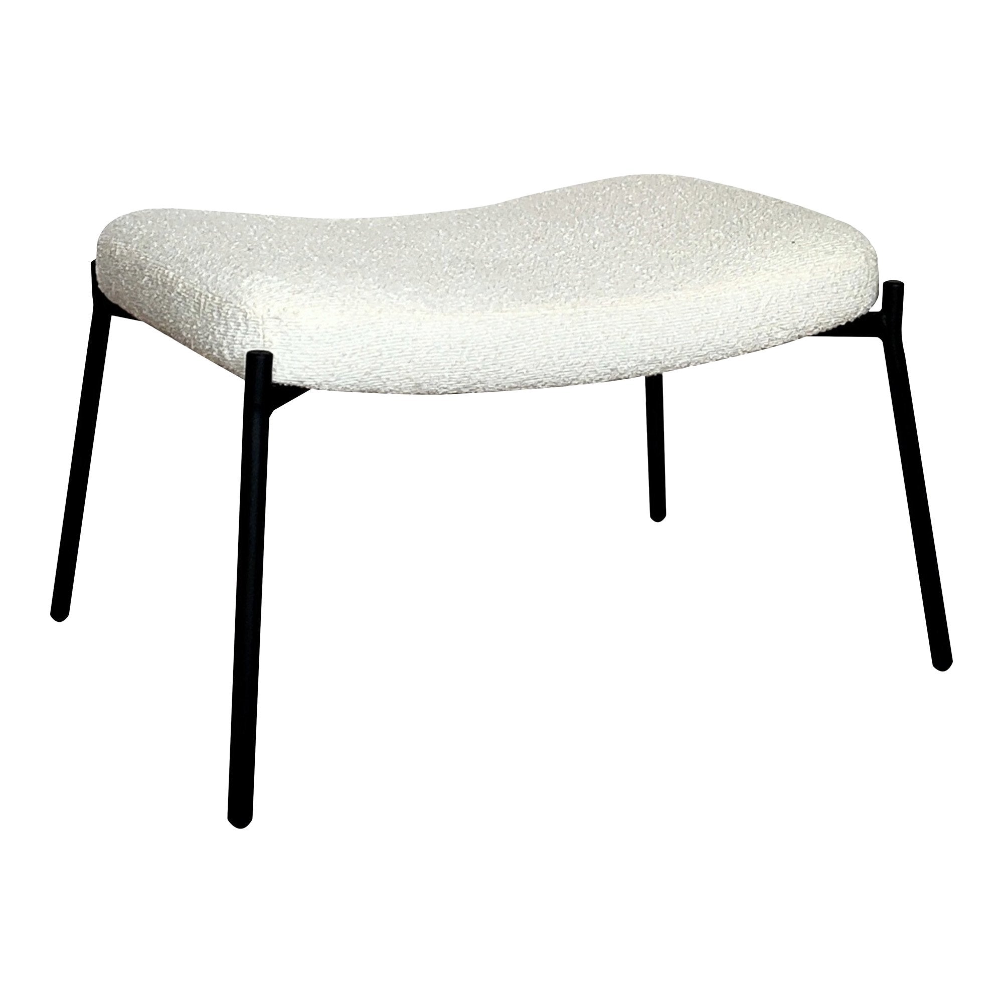 Glasgow Footrest - Footrest in bouclé, white with black legs, HN1232 - House Nordic - Footrest- Workliving