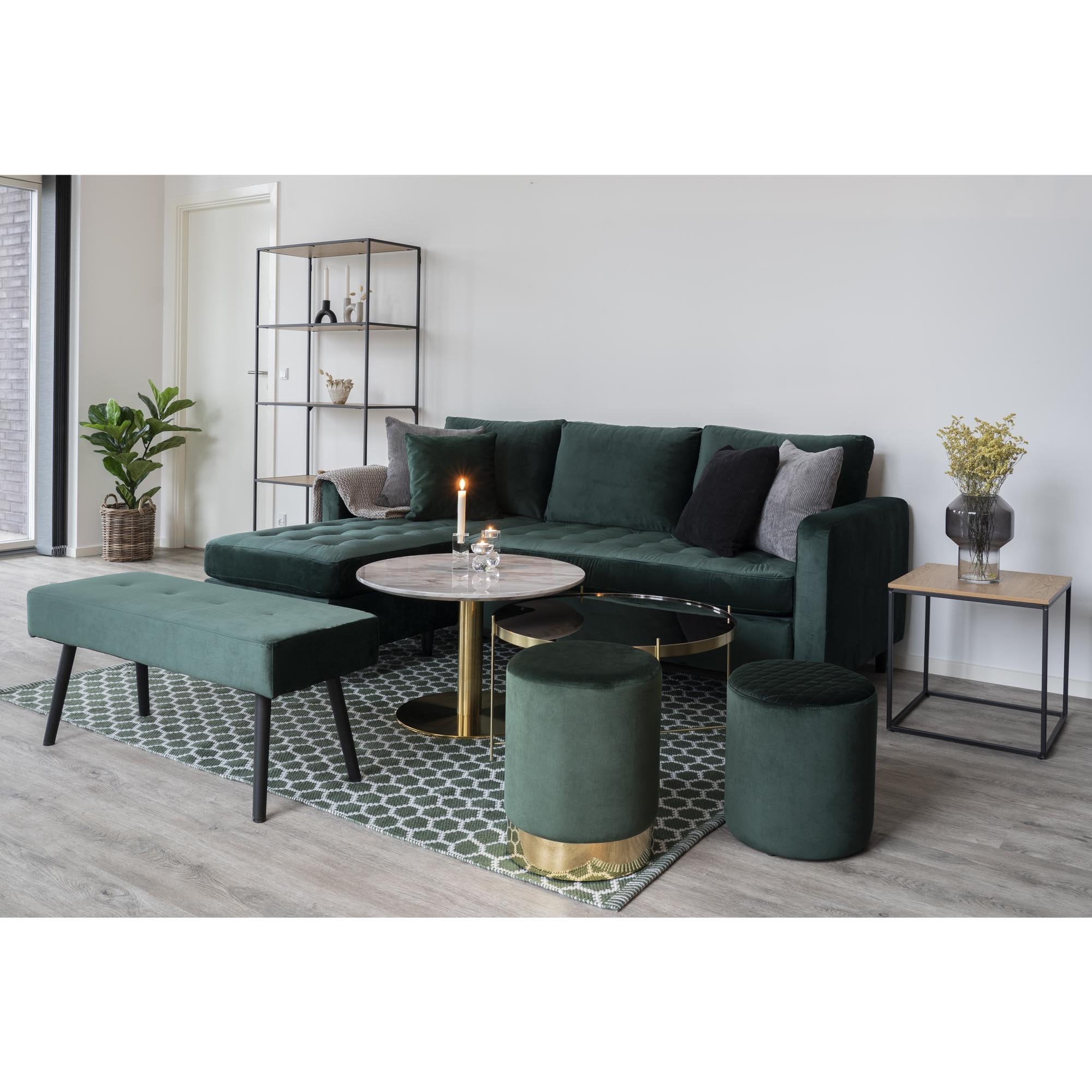 Bolzano Coffee Table - Coffee table, top in marble look and brass base Ø70x45cm - House Nordic - Coffee Table- Workliving