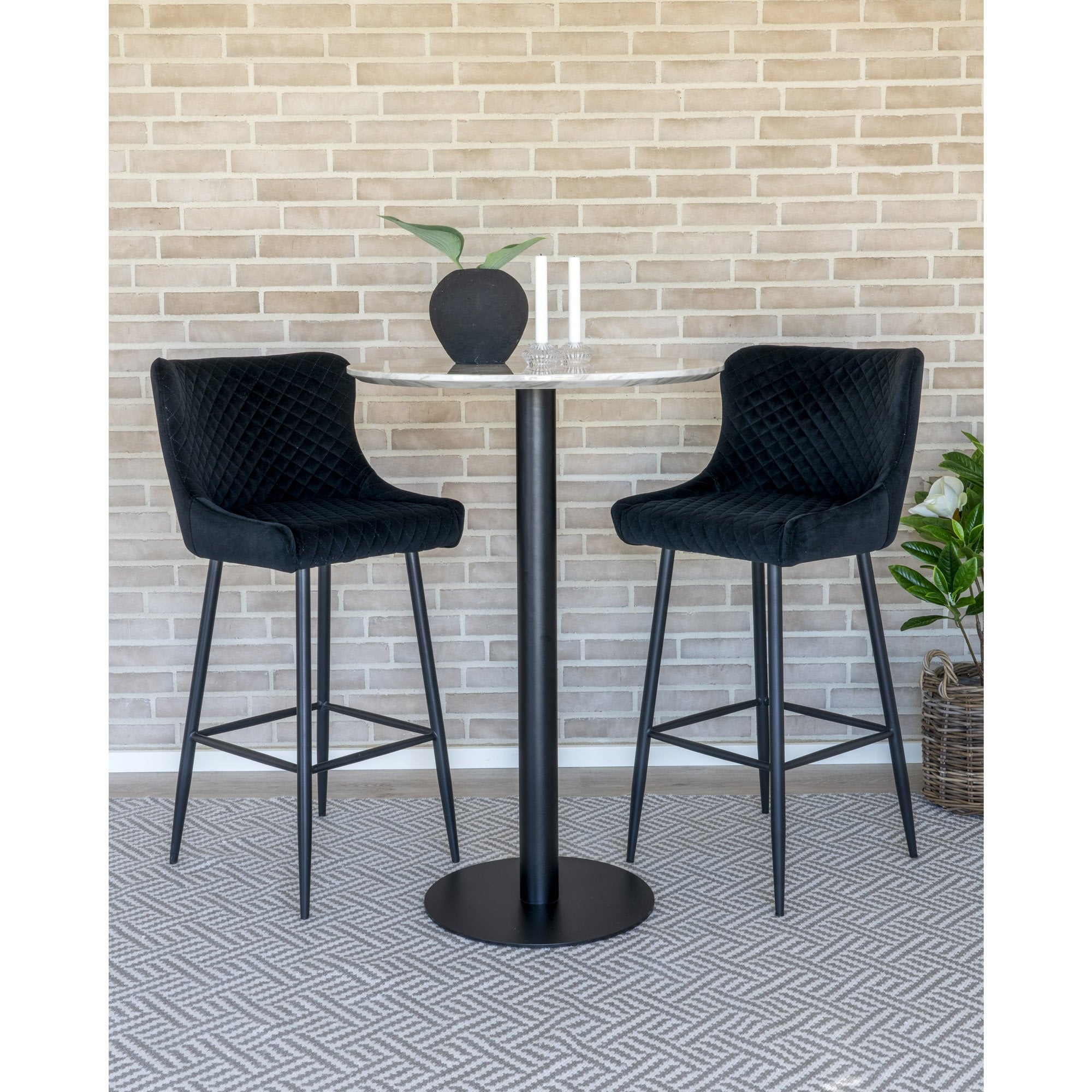 Bolzano Bar Table - Bar table,top in marble look and base in black Ø70x105 cm - House Nordic - Bar Table- Workliving