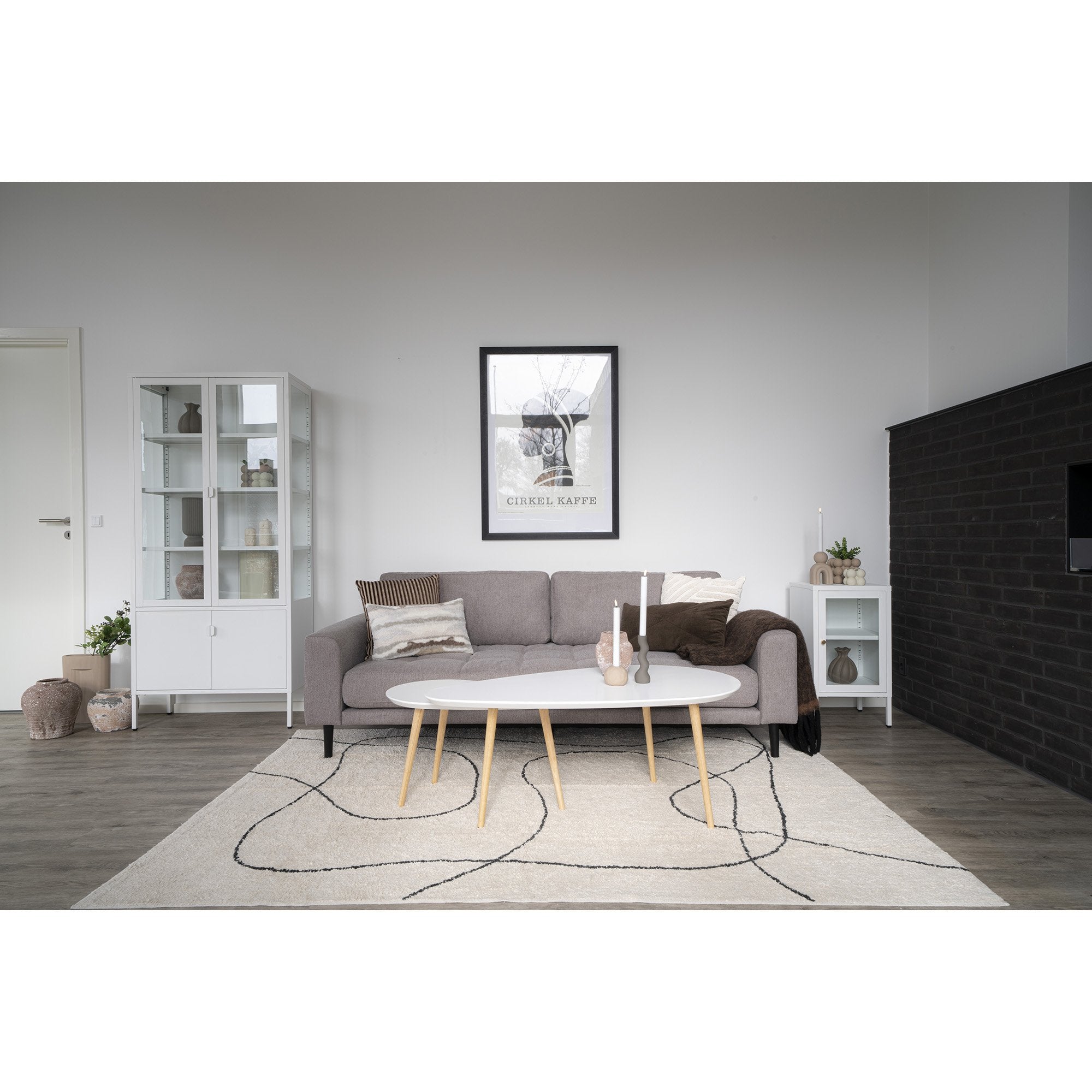 House Nordic Brisbane - Wandkast - 4 Deuren - Wit - 180x80 cm - House Nordic - Wandkasten- Workliving