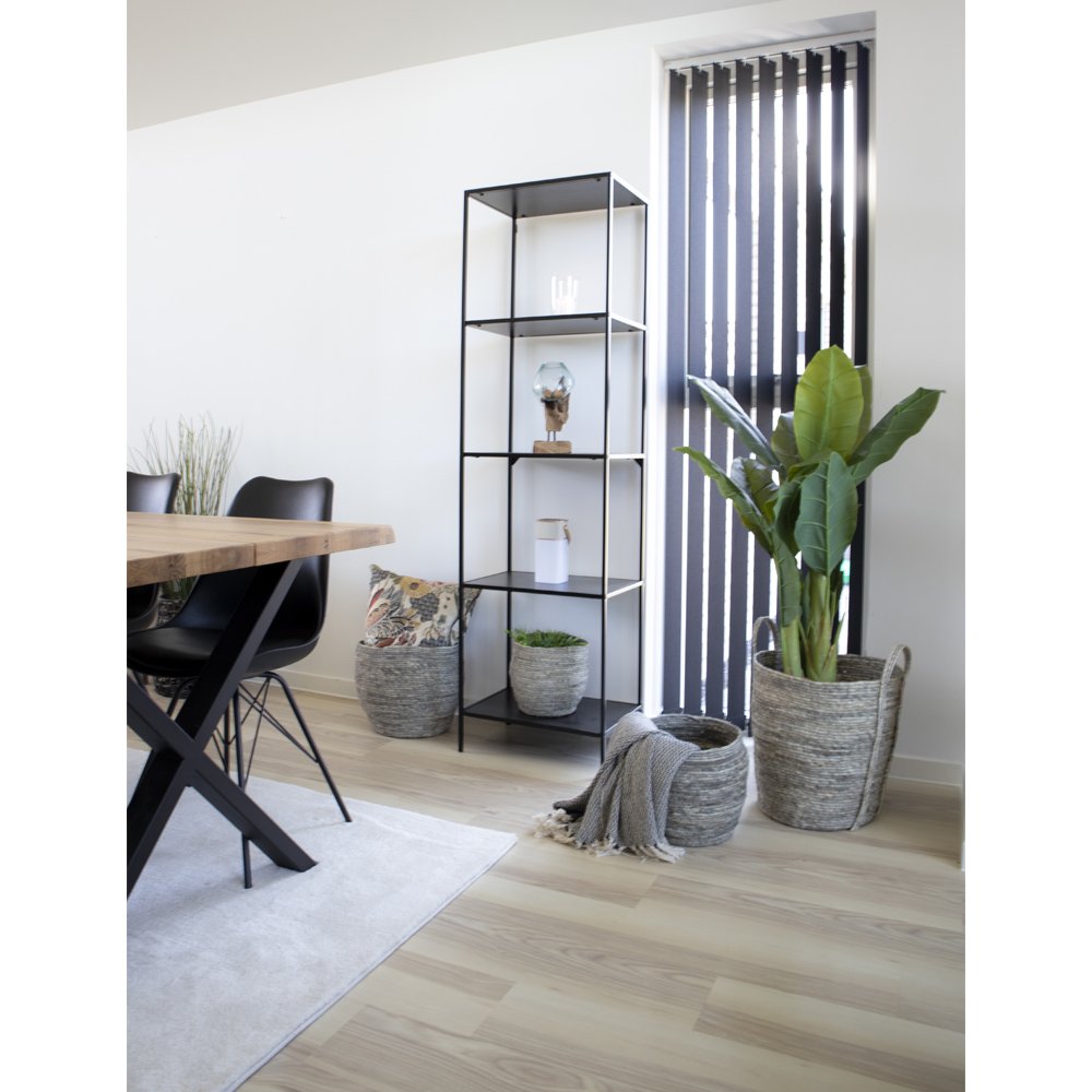 Vita shelf - Shelf, 5 shelves, black with black frame 51x36x170 cm - House Nordic - Shelf- Workliving