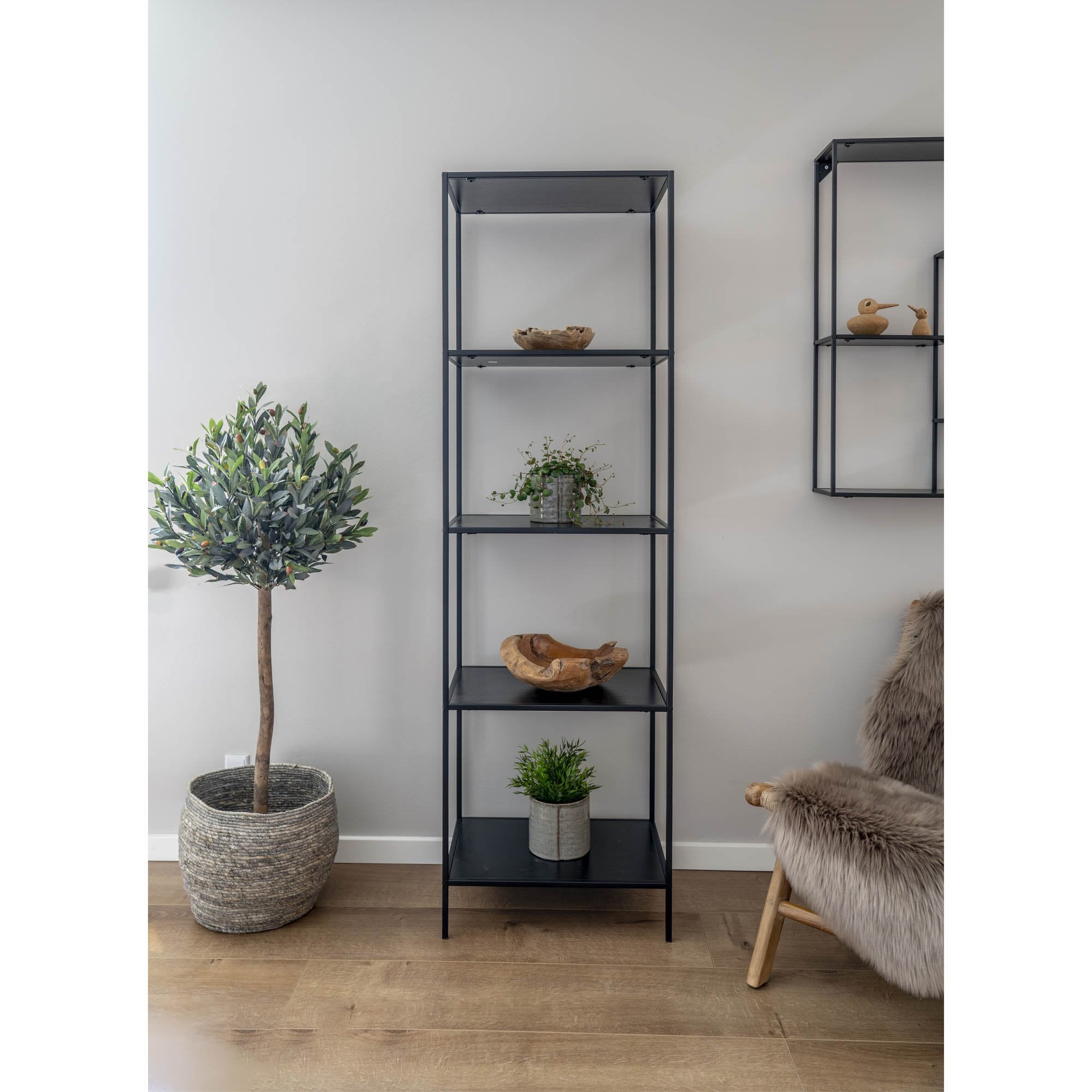 House Nordic Vita - Vakkenkast - 5 Planken - Zwart - 51x36x170 cm