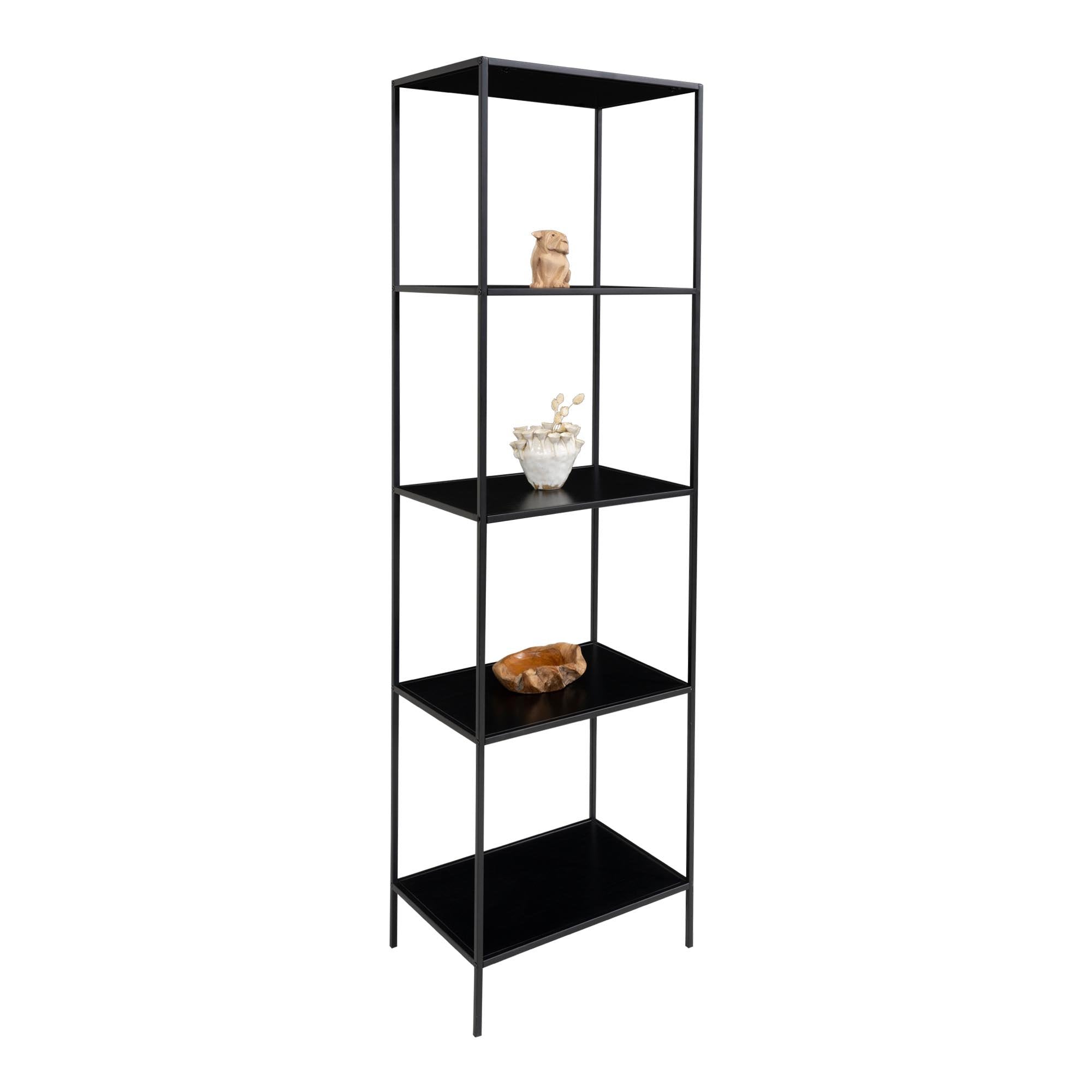 Vita shelf - Shelf, 5 shelves, black with black frame 51x36x170 cm - House Nordic - Shelf- Workliving