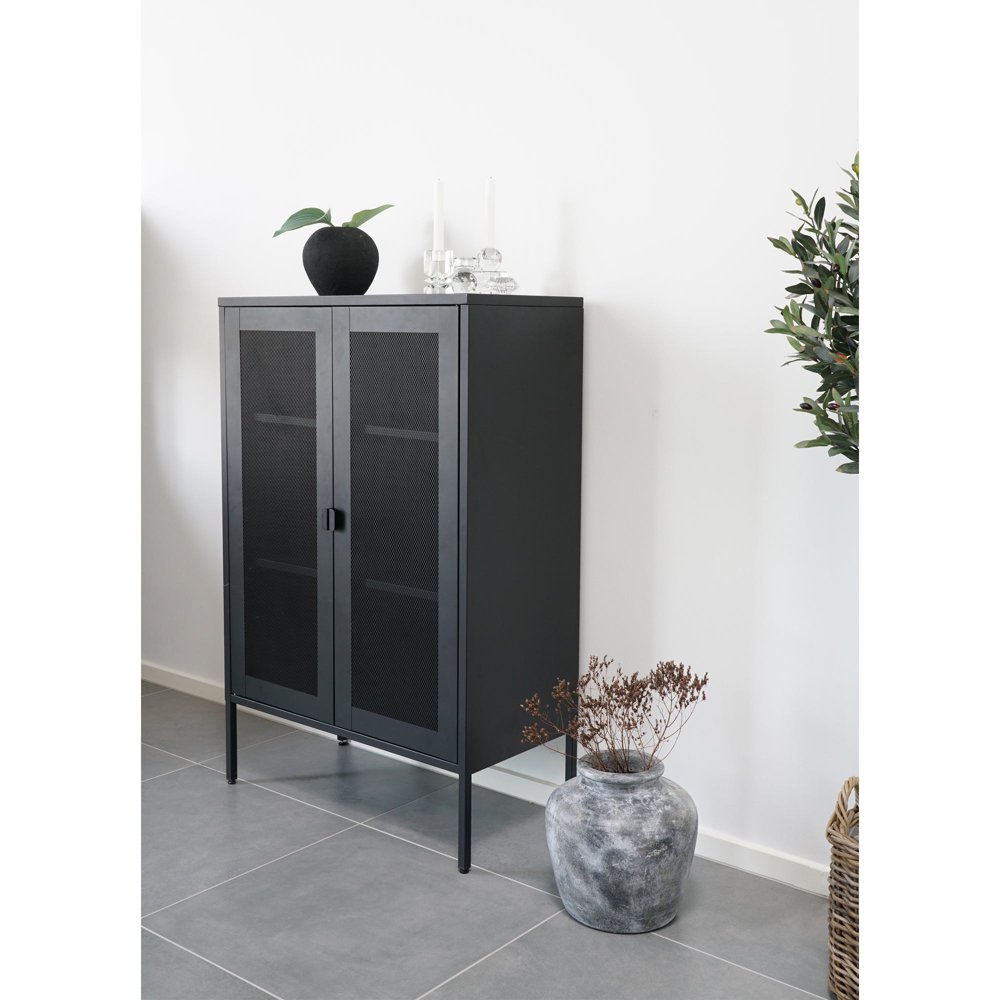 House Nordic Melbourne Vitrinekast - Zwart - 2 Deuren - 80x120x40 cm - House Nordic - Wandkasten- Workliving