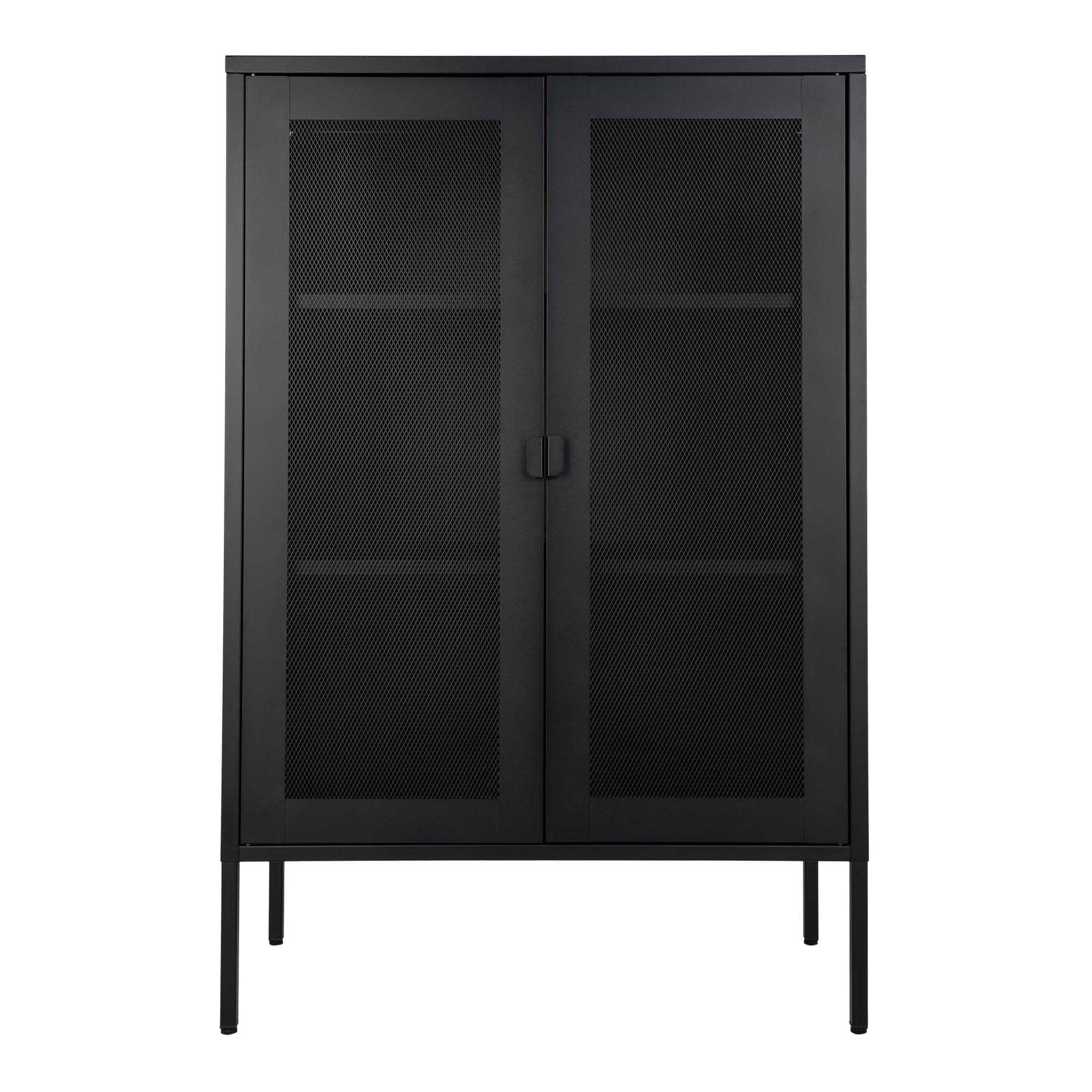House Nordic Melbourne Vitrinekast - Zwart - 2 Deuren - 80x120x40 cm - House Nordic - Wandkasten- Workliving