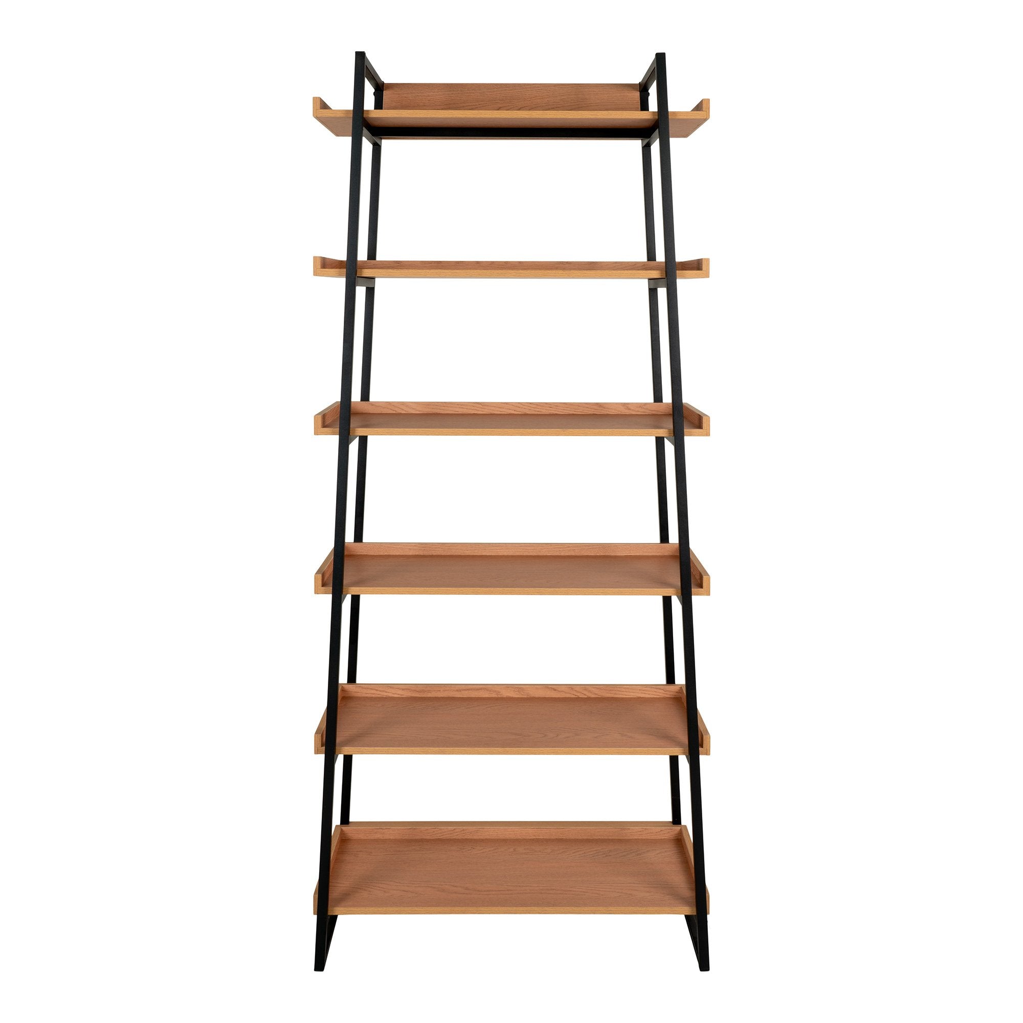 Sakai Book Case - Book Case, ash veneer, black steel frame, 6 shelves, 80x35x185 cm - House Nordic - Shelf- Workliving