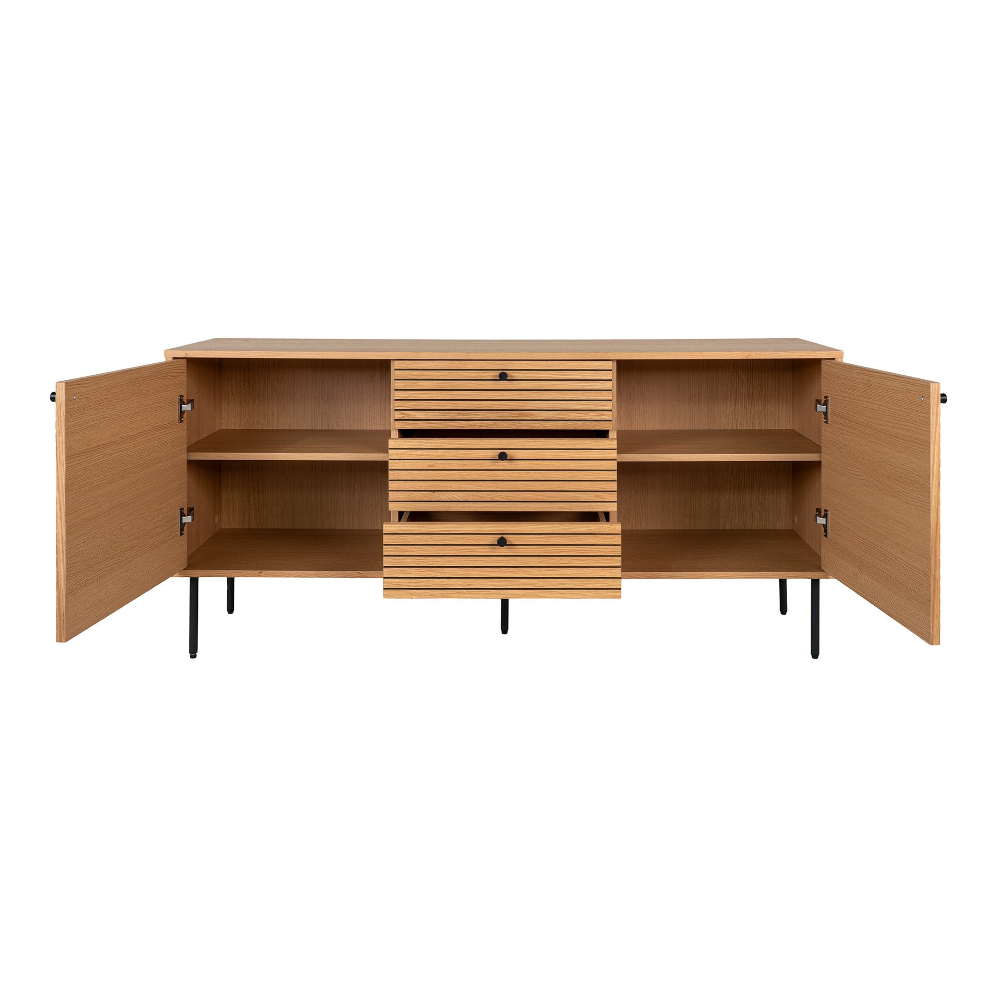 House Nordic Kyoto - Dressoir - Eiken - 3 Lades - 2 Deuren - 150x40x74 cm - House Nordic - Dressoirs- Workliving