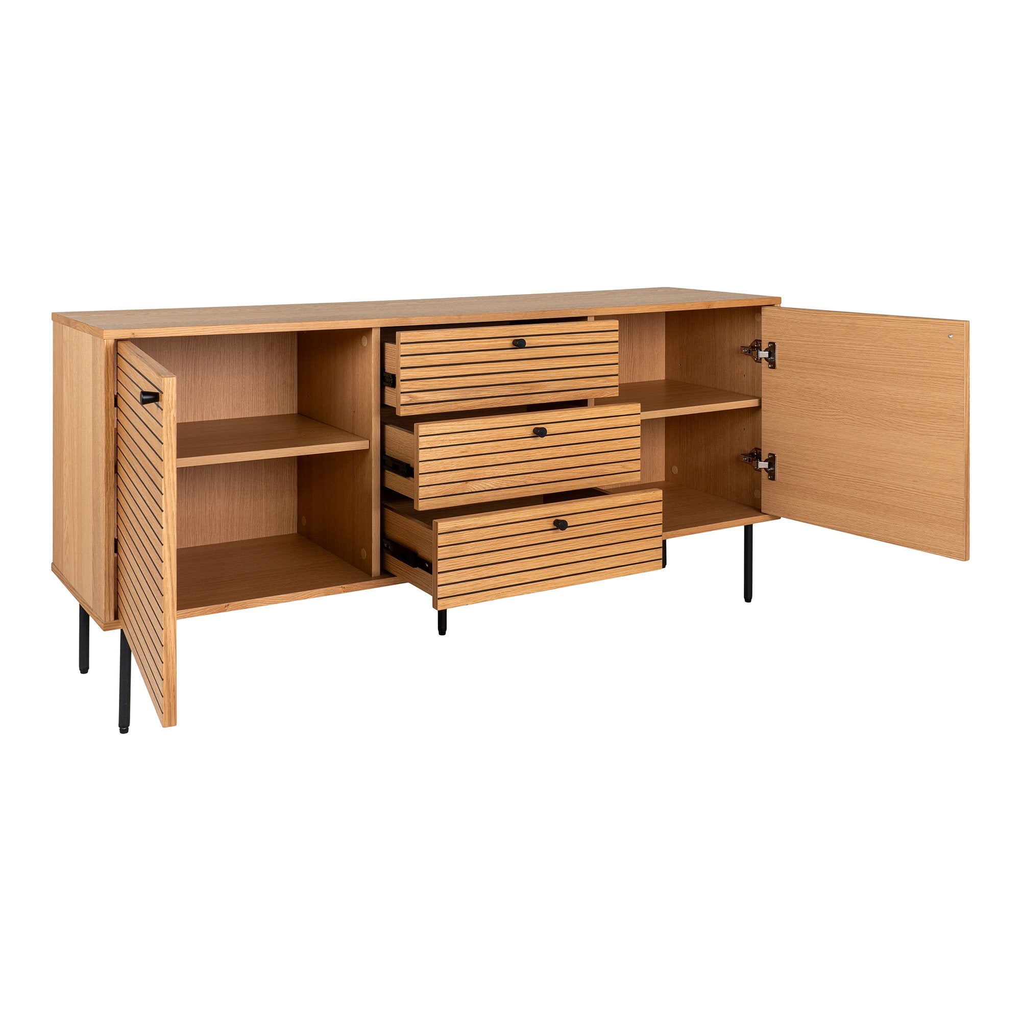 House Nordic Kyoto - Dressoir - Eiken - 3 Lades - 2 Deuren - 150x40x74 cm - House Nordic - Dressoirs- Workliving