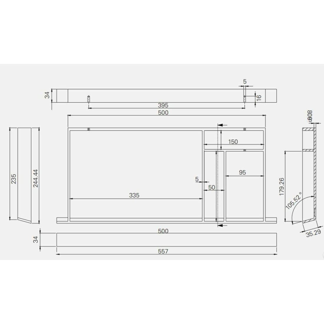 Actiforce Bureaulade Bamboo 55 x 24,5 x 3,4 cm - Bureaulades