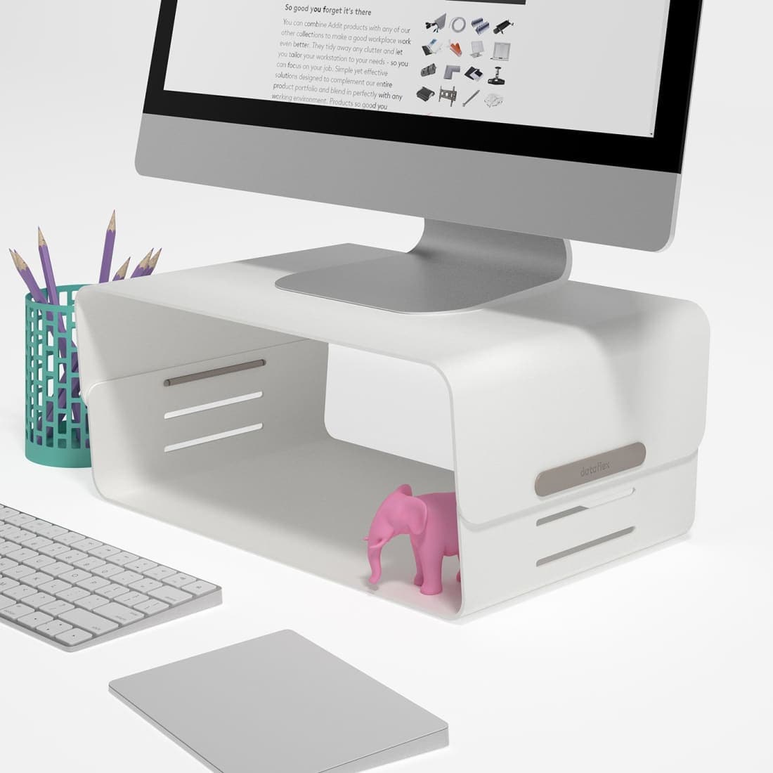 Dataflex Addit Bento monitorverhoger - Grijs Wit - wit - 