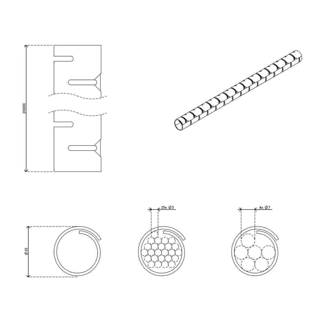 Dataflex Addit Kabel beschermer - Zilver ø25 mm x L20 m - 