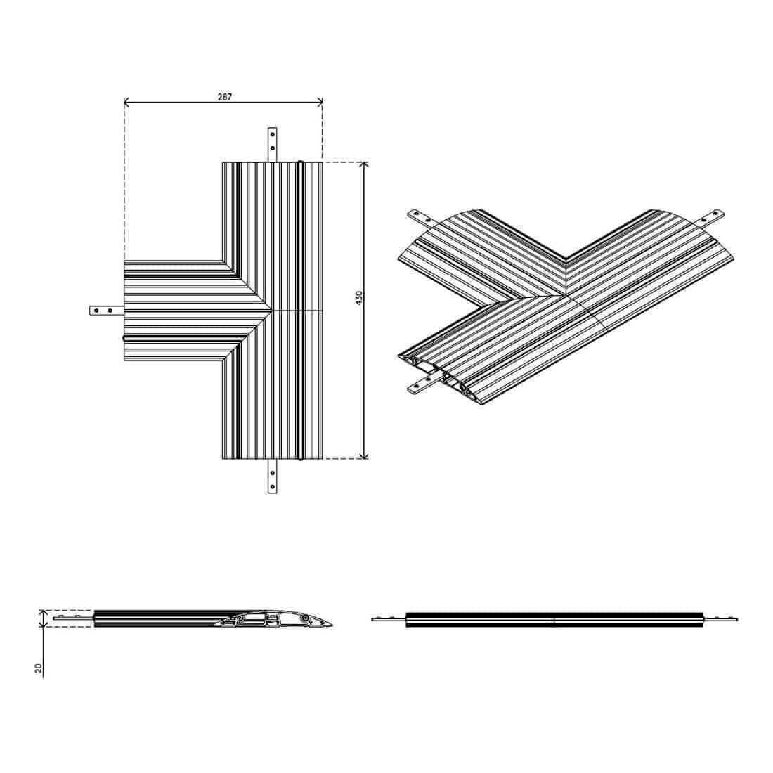 Dataflex Addit kabelbeschermer - T-verbinding 462 Kabel 
