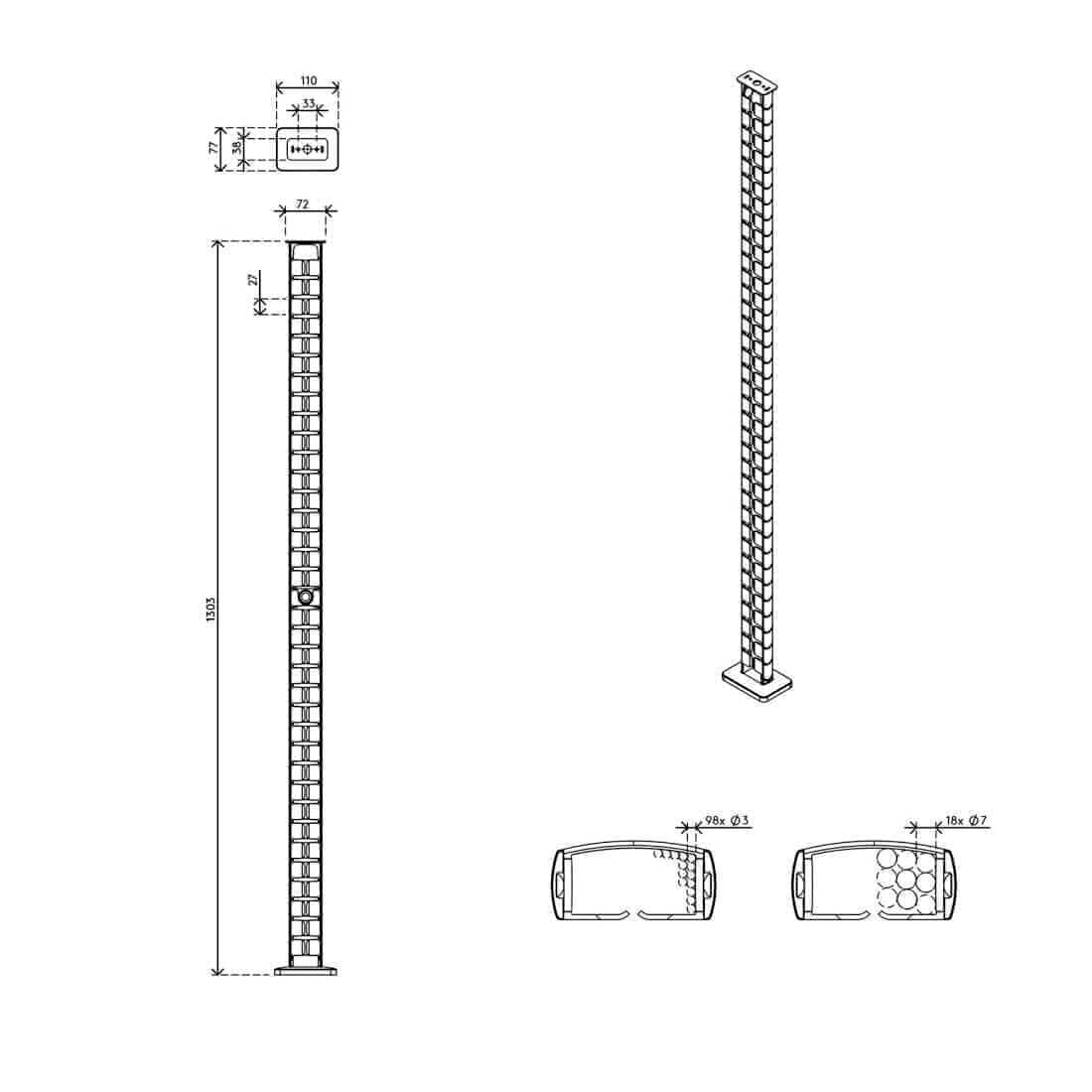 Dataflex Addit kabelgeleider zit-sta 130 cm set – bureau 462