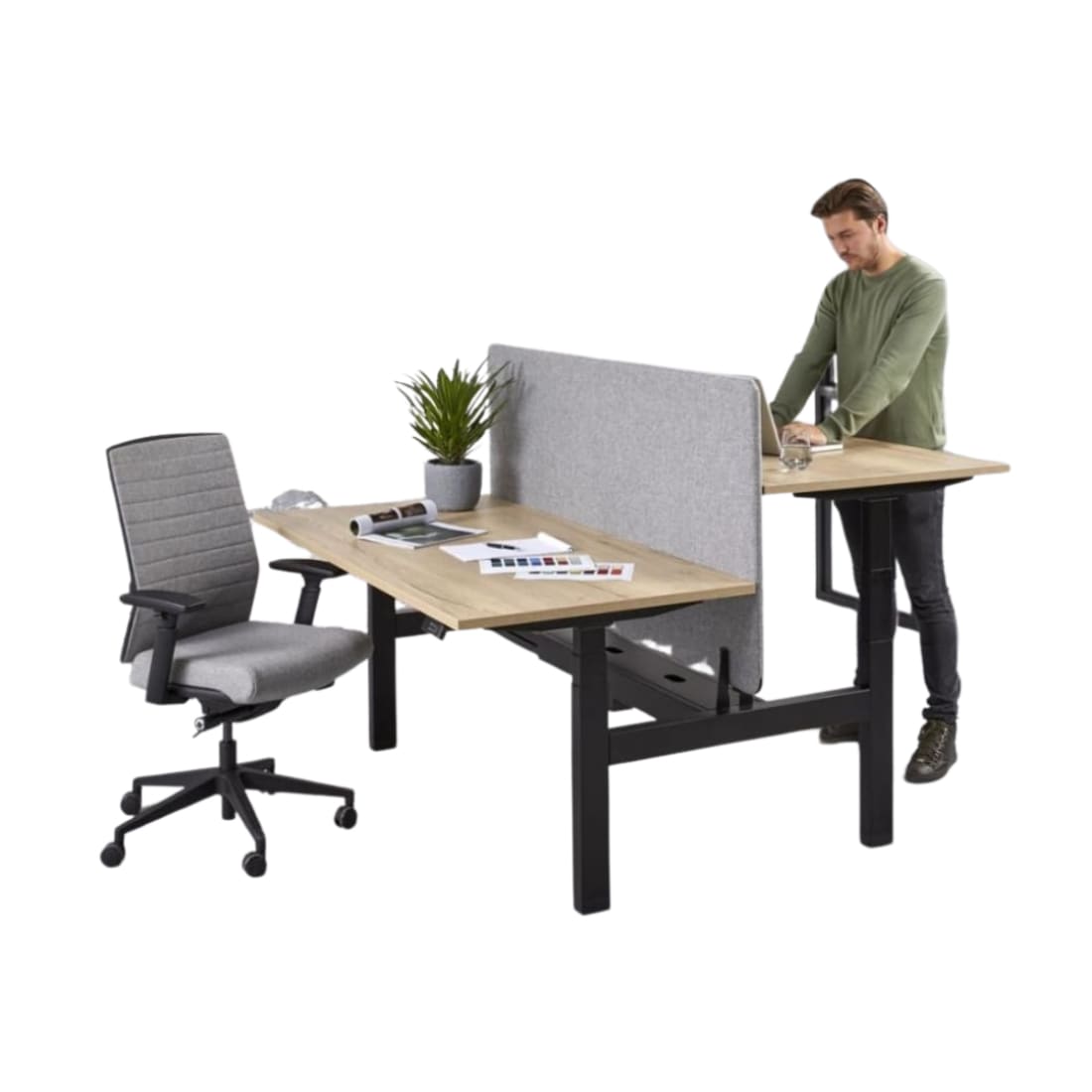 Duo Bureau Bench-Pro Zit/Sta Elektrisch Verstelbaar