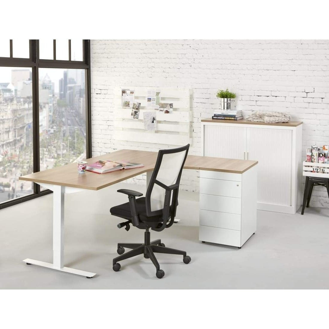 Hoekbureau Rechts Verstelbaar Brooklyn T-poot 180x80 - Licht