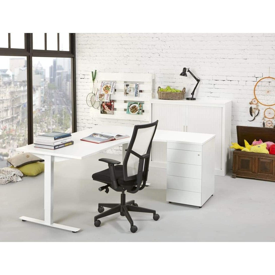 Hoekbureau Rechts Verstelbaar Brooklyn T-poot 180x80 - Wit /