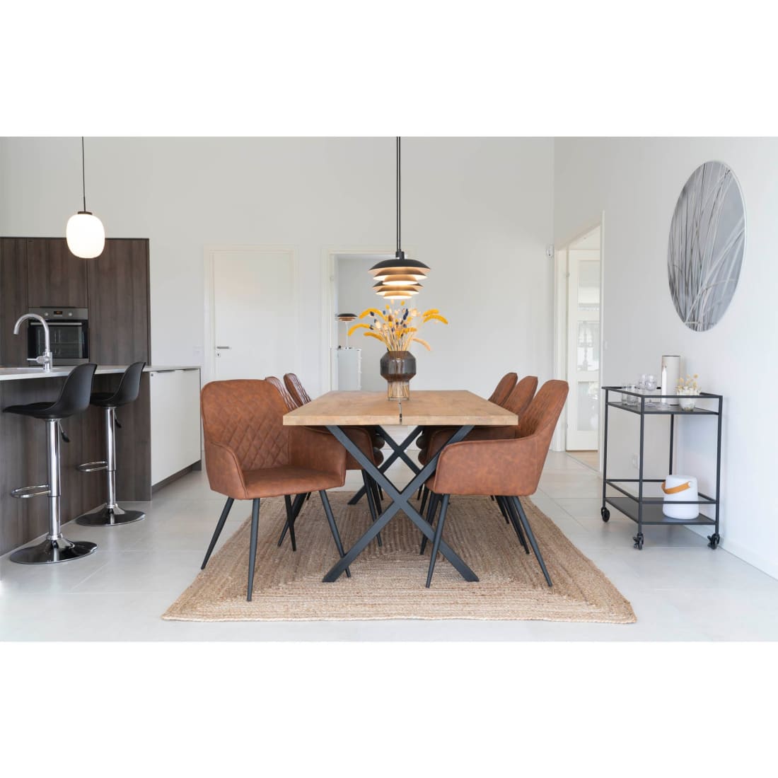 House Nordic Harbo eetkamerstoel PU bruin (Set van 2) -