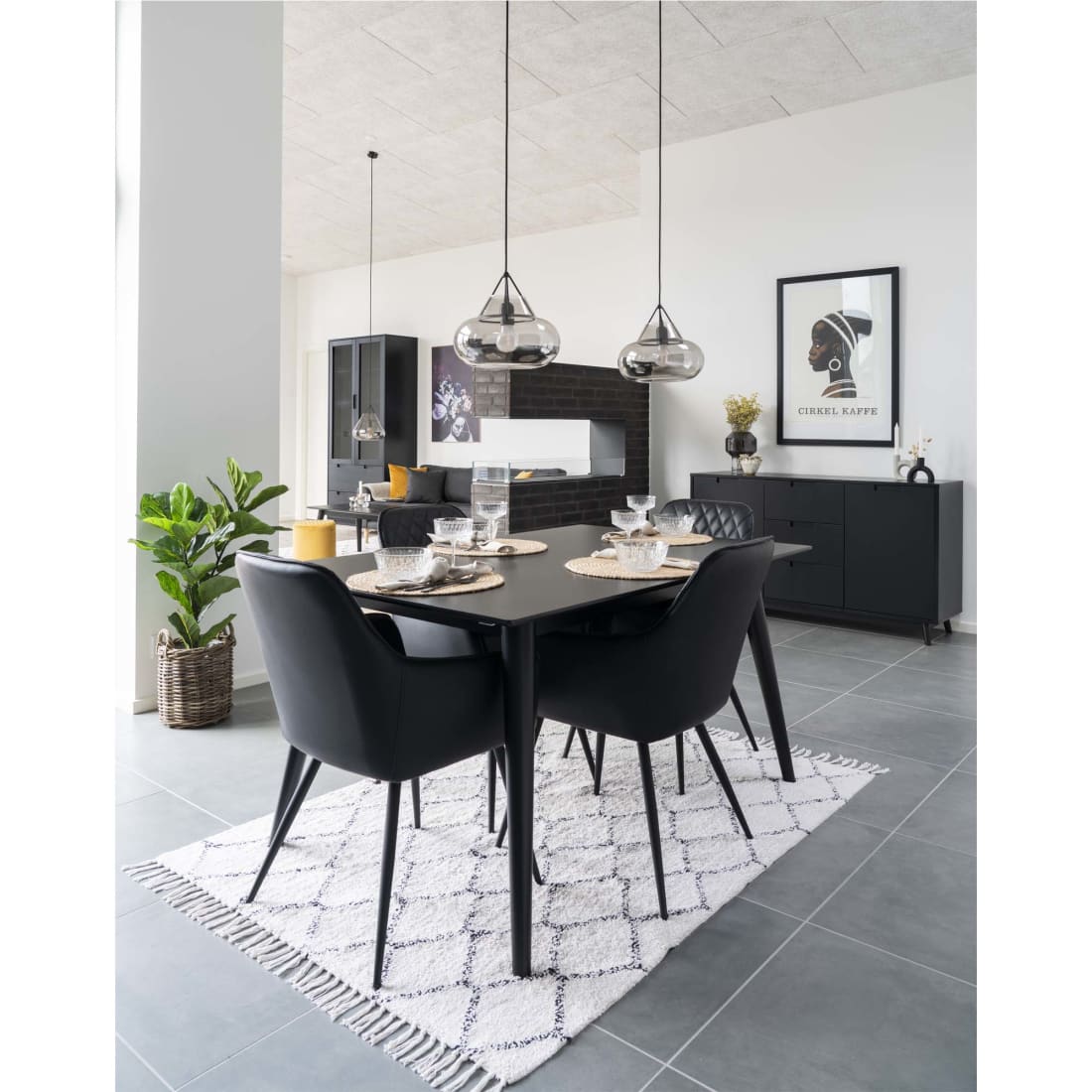 House Nordic Harbo eetkamerstoel PU Zwart (Set van 2) -