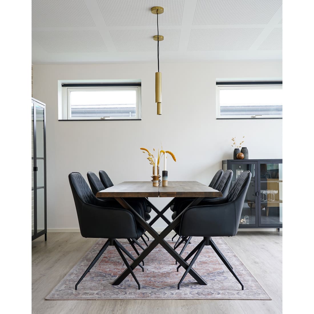 House Nordic Harbo Eetkamerstoel Velvet PU Zwart (Set van 2)