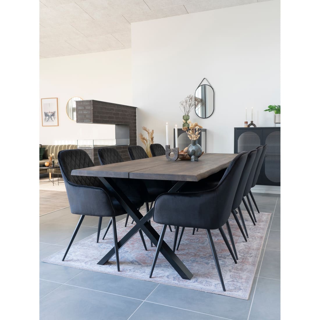 House Nordic Harbo Eetkamerstoel Velvet Zwart (Set van 2) -