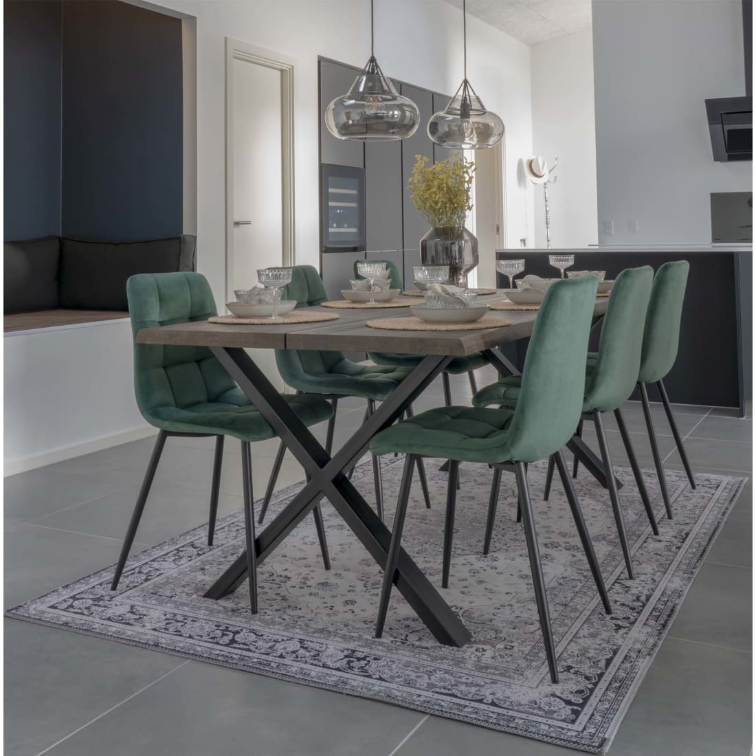 House Nordic Middelfart Eetkamerstoel Groen - Set van 2