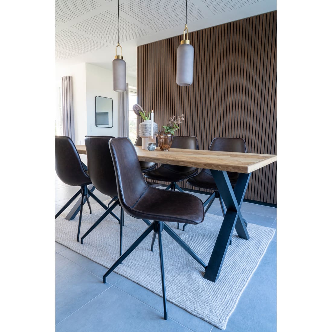 House of Nordic 2 x Monaco Eetkamerstoel PU Kruis Poot