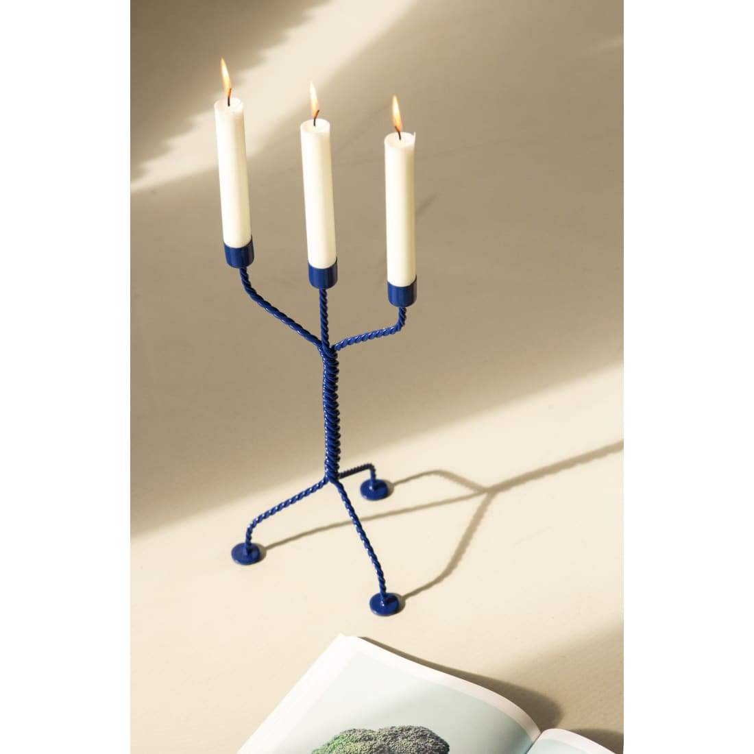 Kandelaar Twisted Blauw Satijn - Blauw - Kandelaar