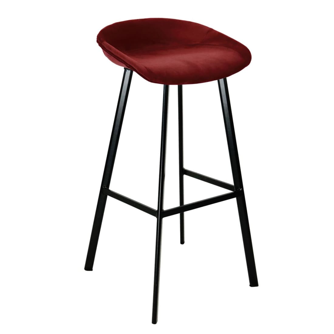 Barkruk Finn Hoog - Velvet rood - Velvet barkrukken