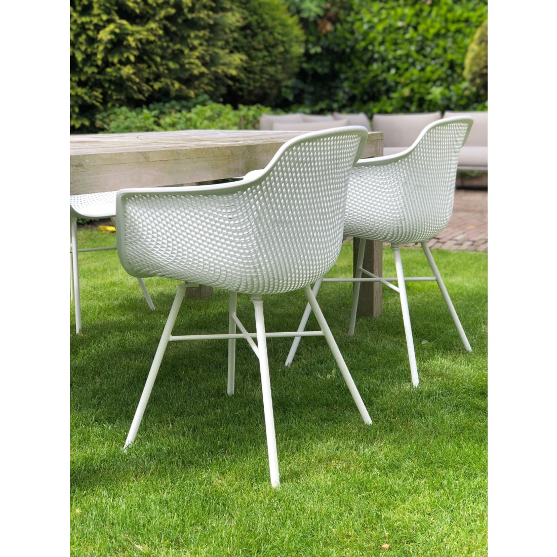 Kick Buitenstoel Indy wit - Zwart frame - Buitenstoelen