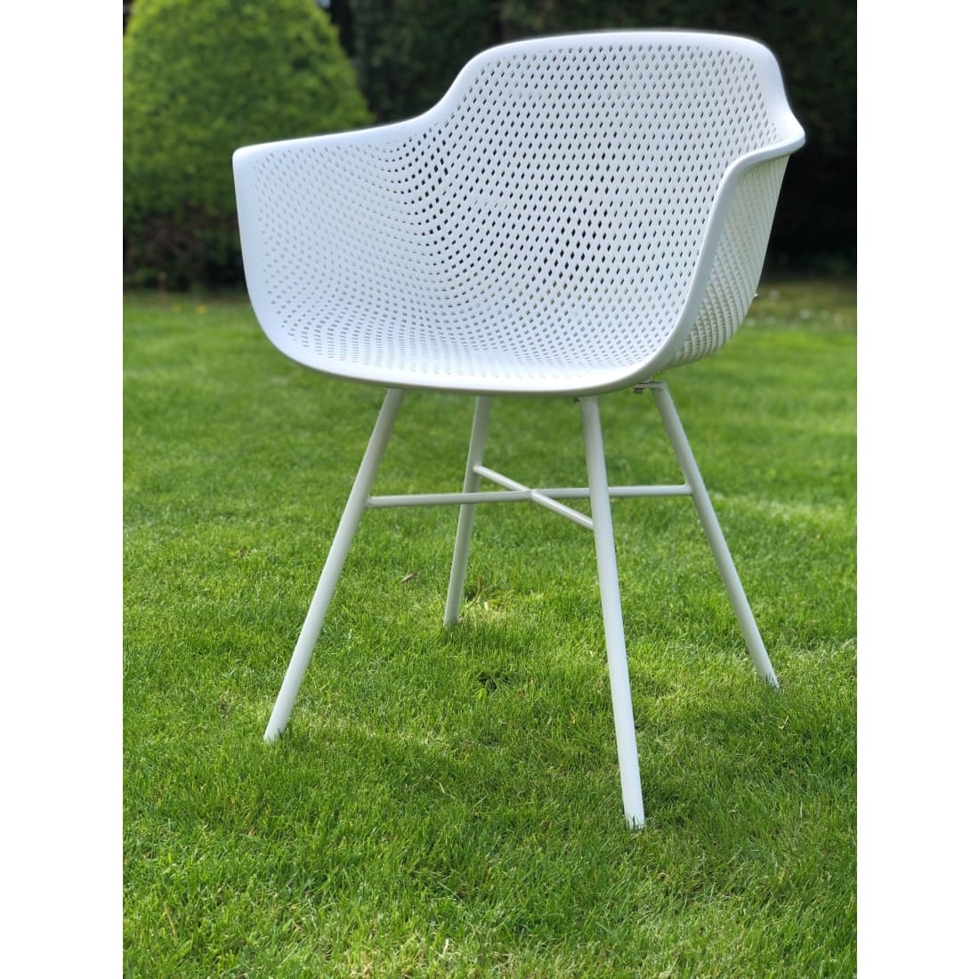 Kick Buitenstoel Indy wit - Zwart frame - Buitenstoelen