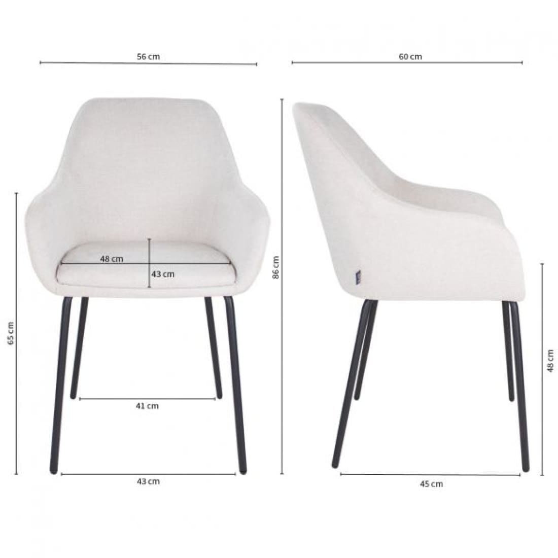 Kick eetkamerstoel Guus - Champagne - Katoen eetkamerstoelen