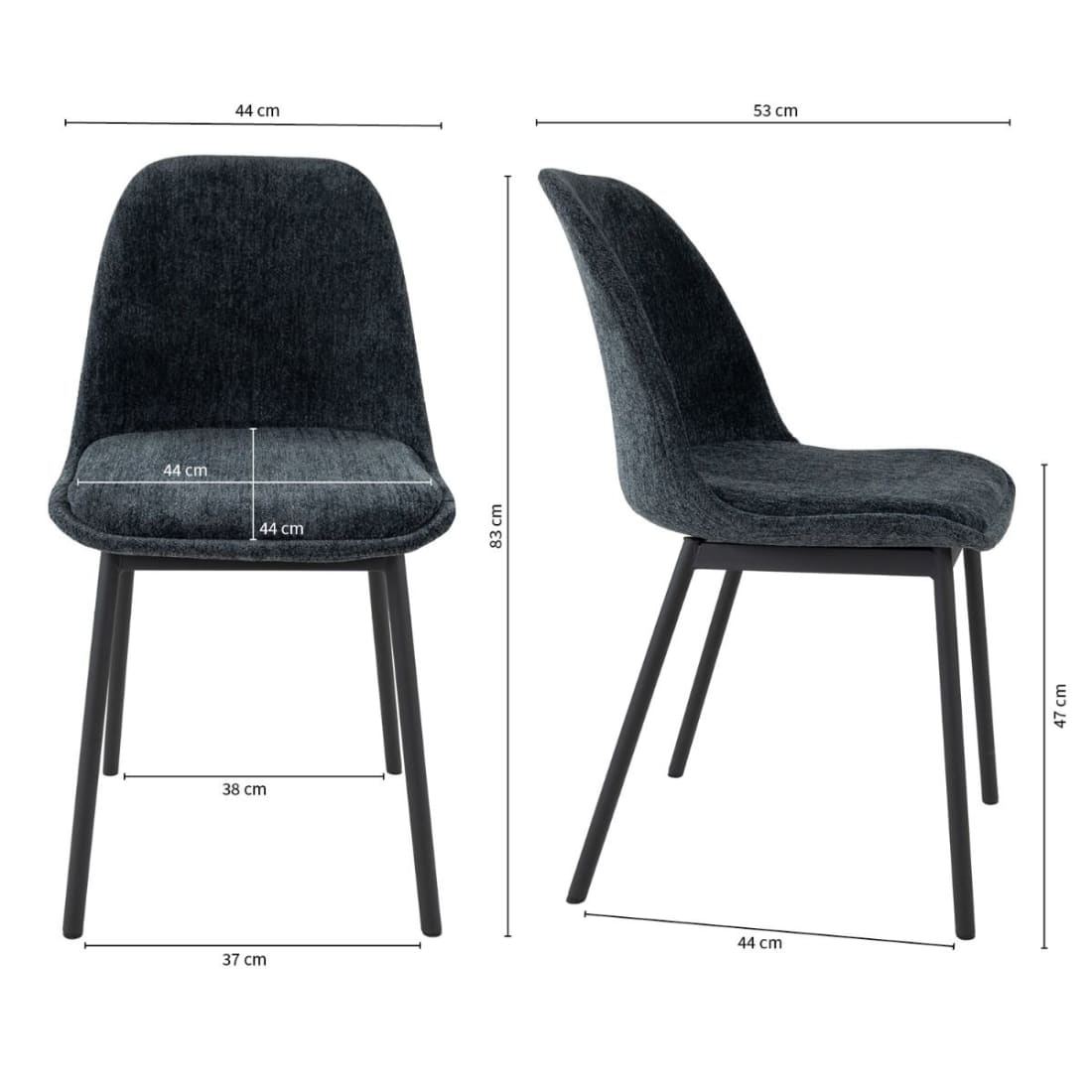 Kick Eetkamerstoel Lana - Blauw - Katoen eetkamerstoelen