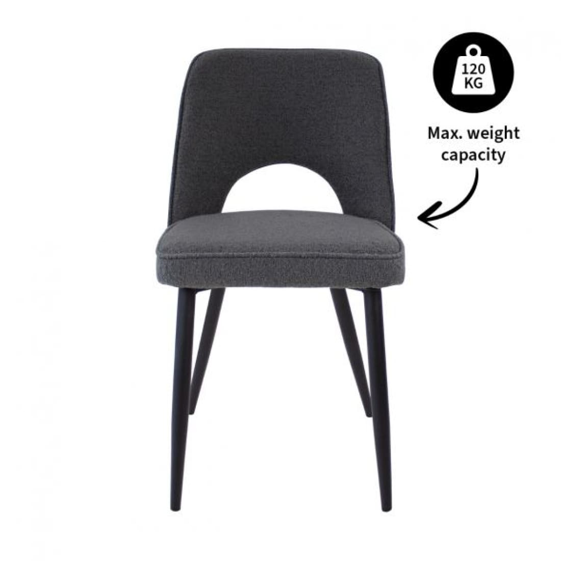 Kick Eetkamerstoel Mare Bouclé - Donkergrijs - Bouclé