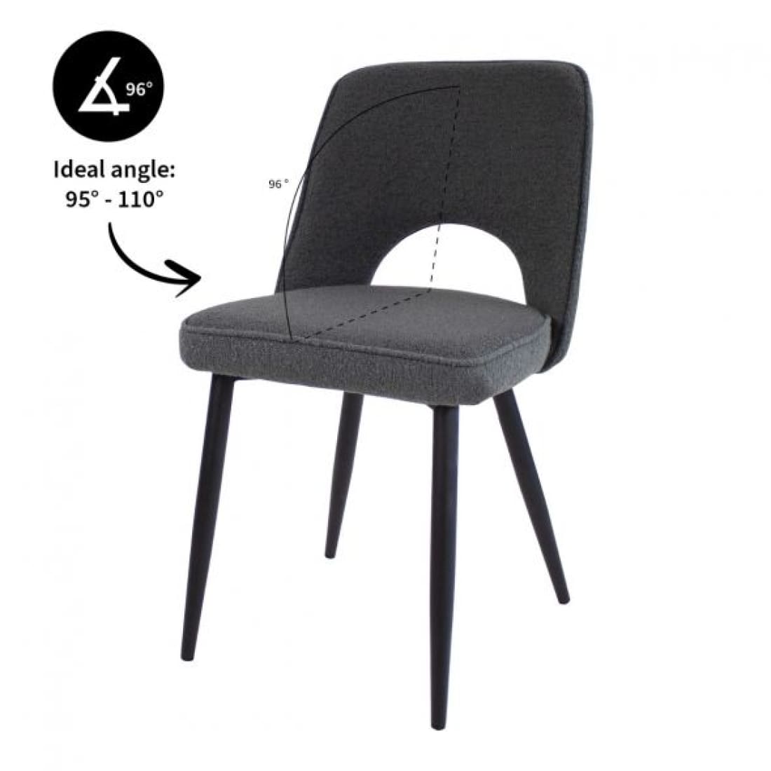 Kick Eetkamerstoel Mare Bouclé - Donkergrijs - Bouclé