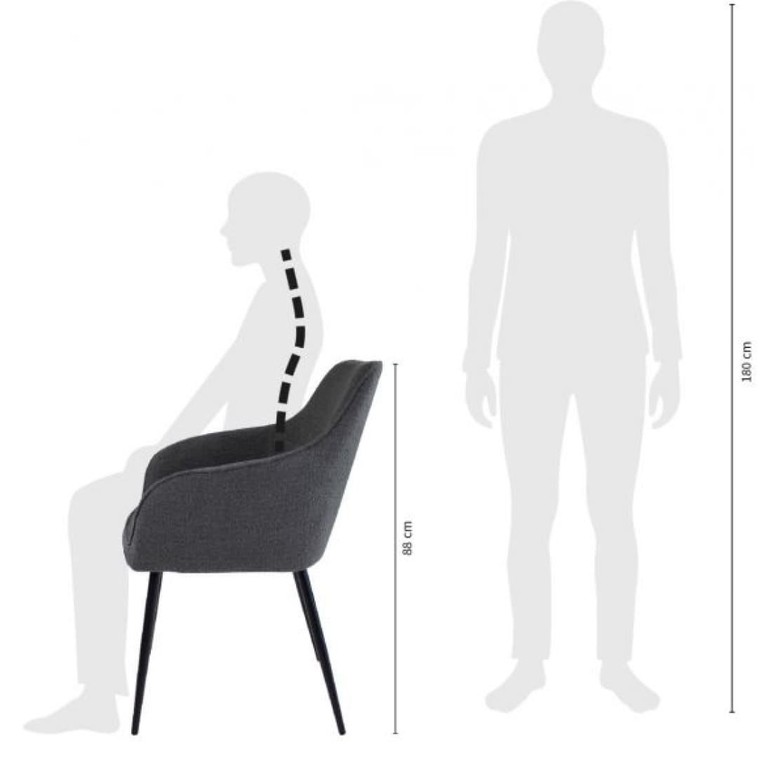 Kick Eetkamerstoel Maud Bouclé - Donkergrijs - Bouclé