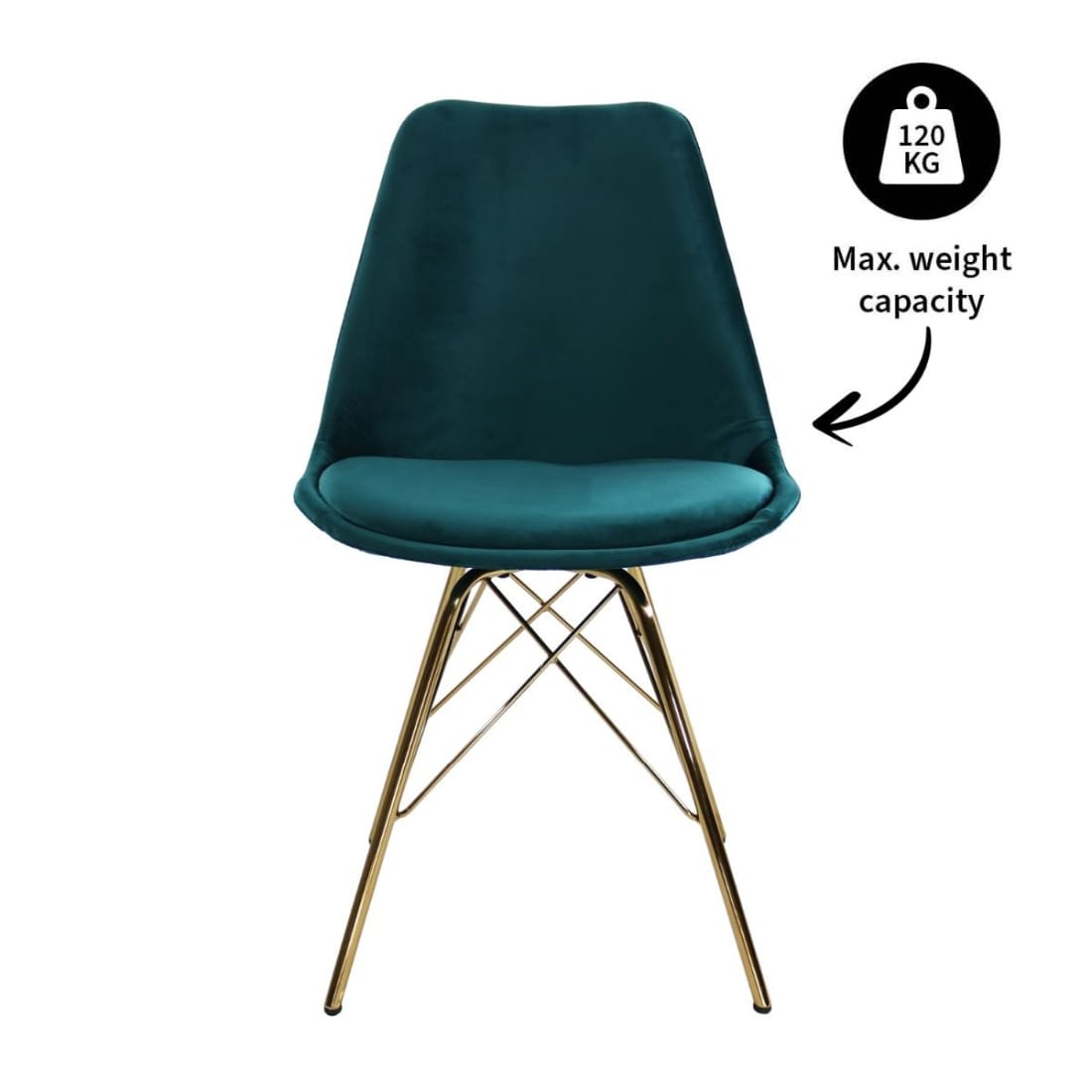 Kick Kuipstoel Velvet Goud Frame - Blauw - Velvet