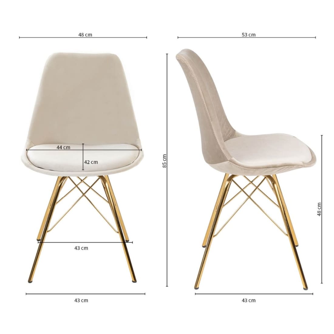 Kick Kuipstoel Velvet Goud Frame - Champagne - Velvet