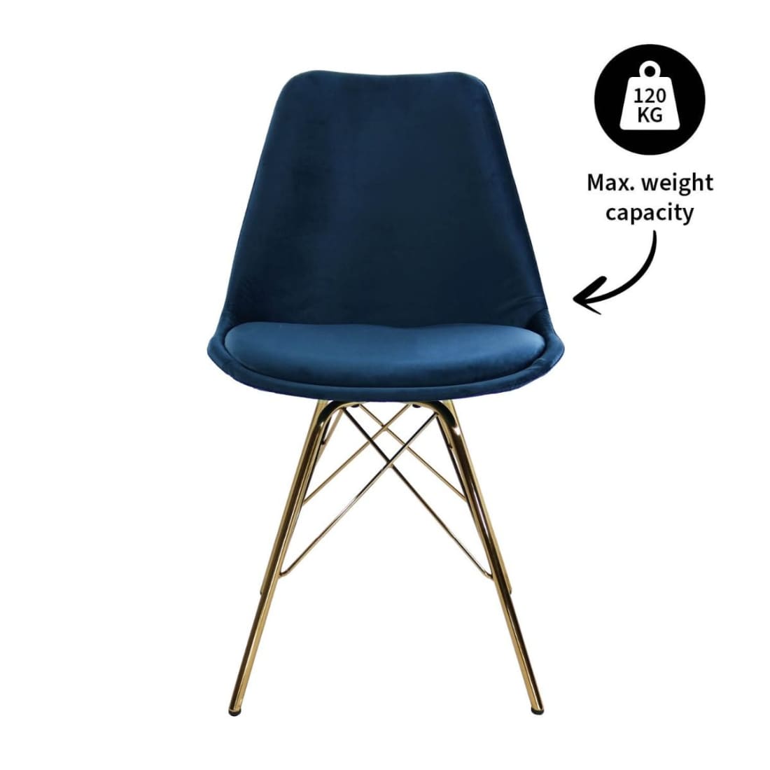 Kick Kuipstoel Velvet Goud Frame - Donkerblauw - Velvet