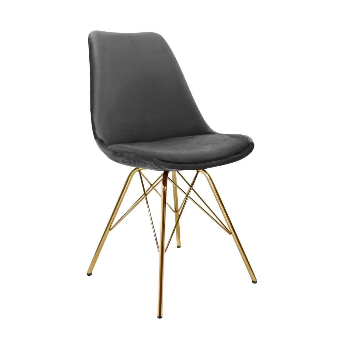 Kick Kuipstoel Velvet Goud Frame - Donkergrijs - Velvet